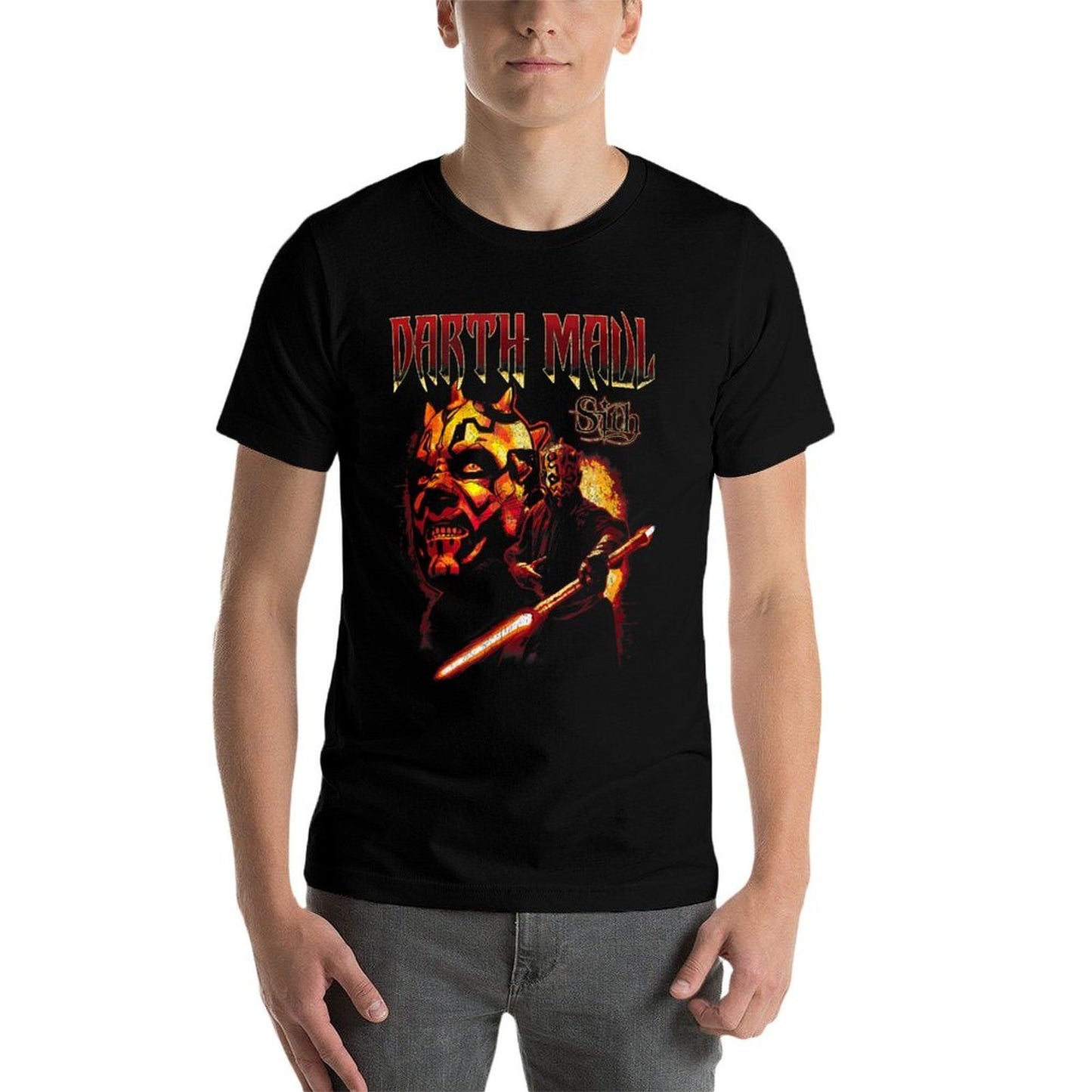 Star Wars Darth Maul Sith Fiery Lightsaber Poster Summer-ready Fabric T-Shirt