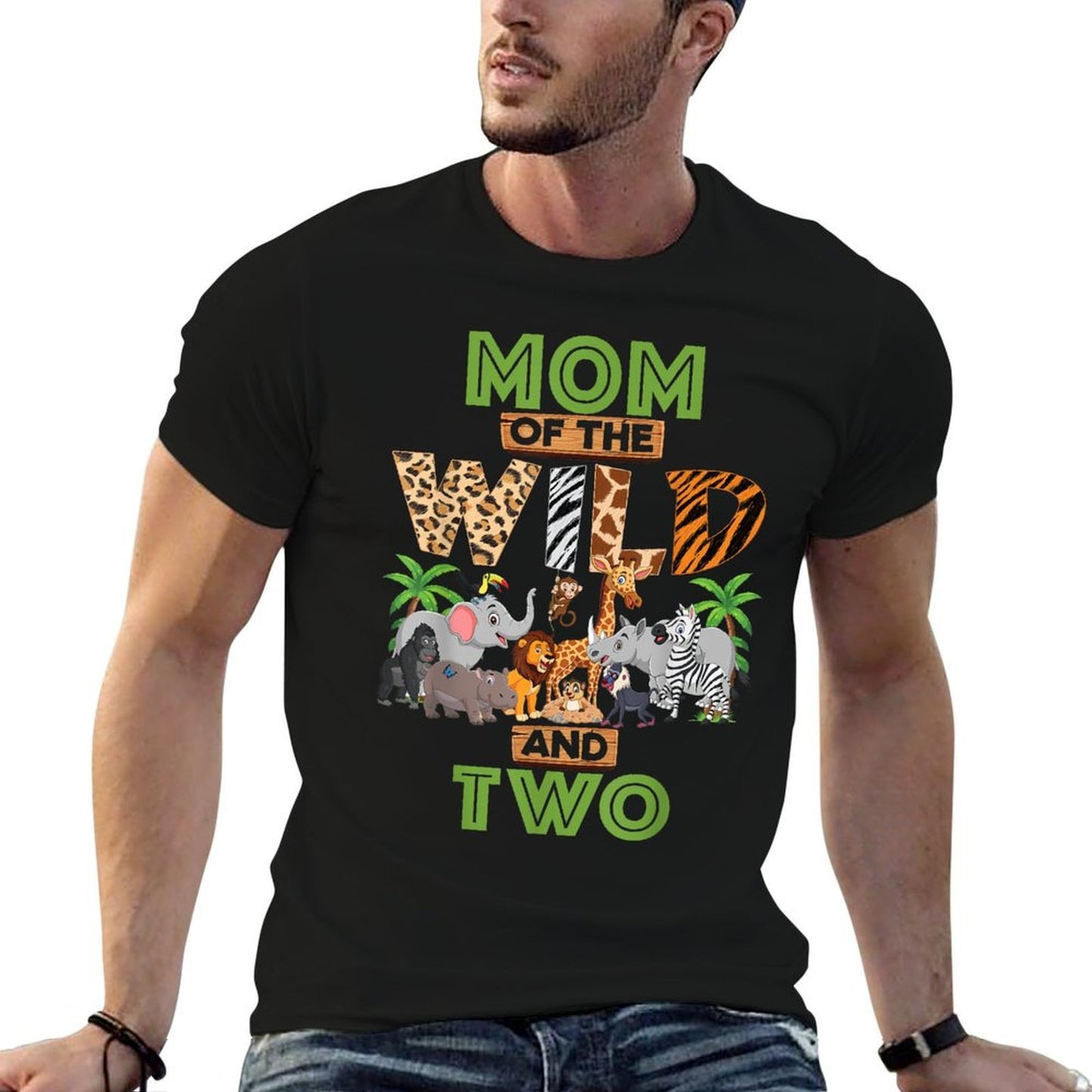 2nd Birthday Zoo Safari Jungle Mom Of The Wild And Two Graphic-printed T-Shirt