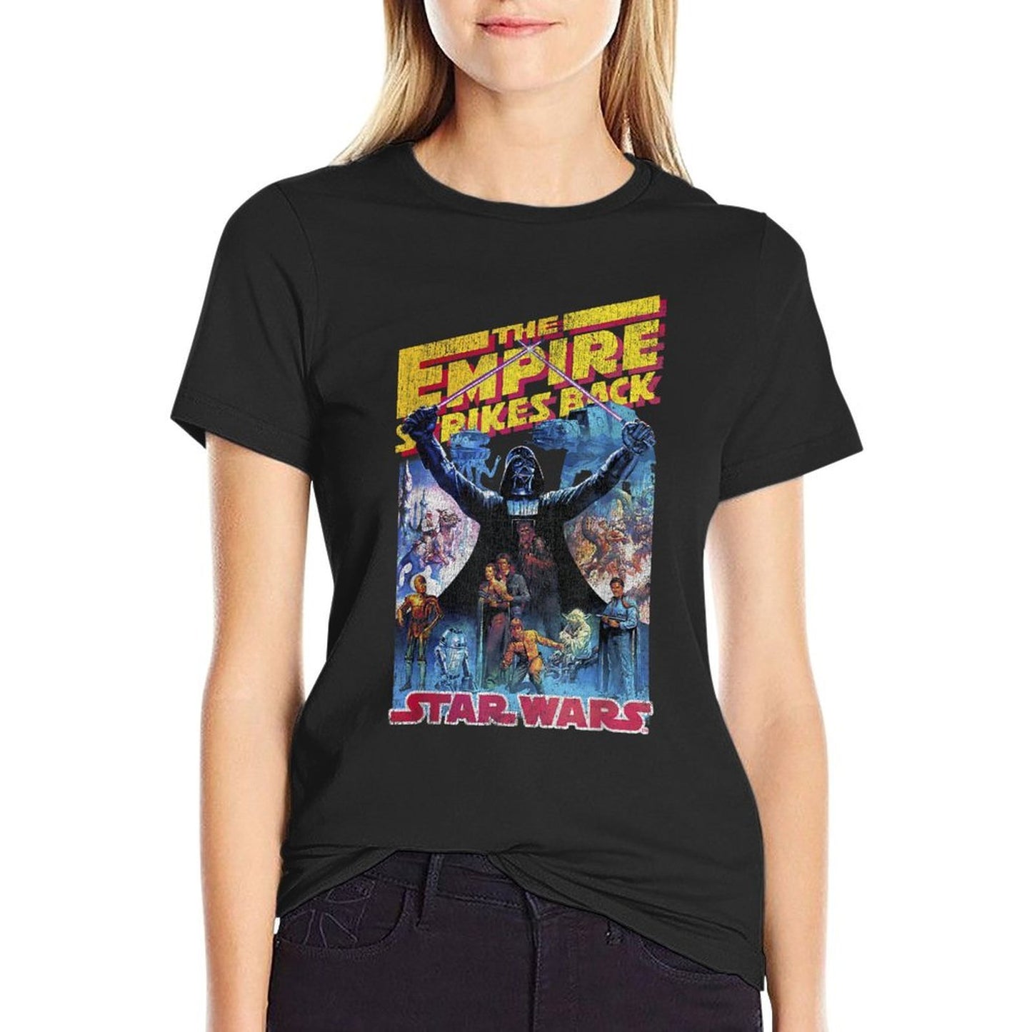 Star Wars Empire Strikes Back Retro Poster High-quality Stitching T-Shirt