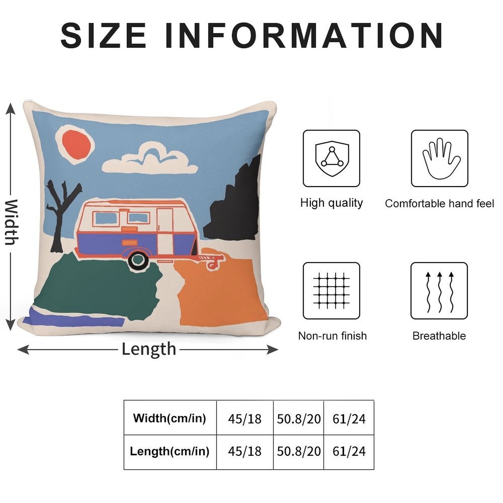 Retro Vintage Caravan Soft Durable Construction Throw Pillow