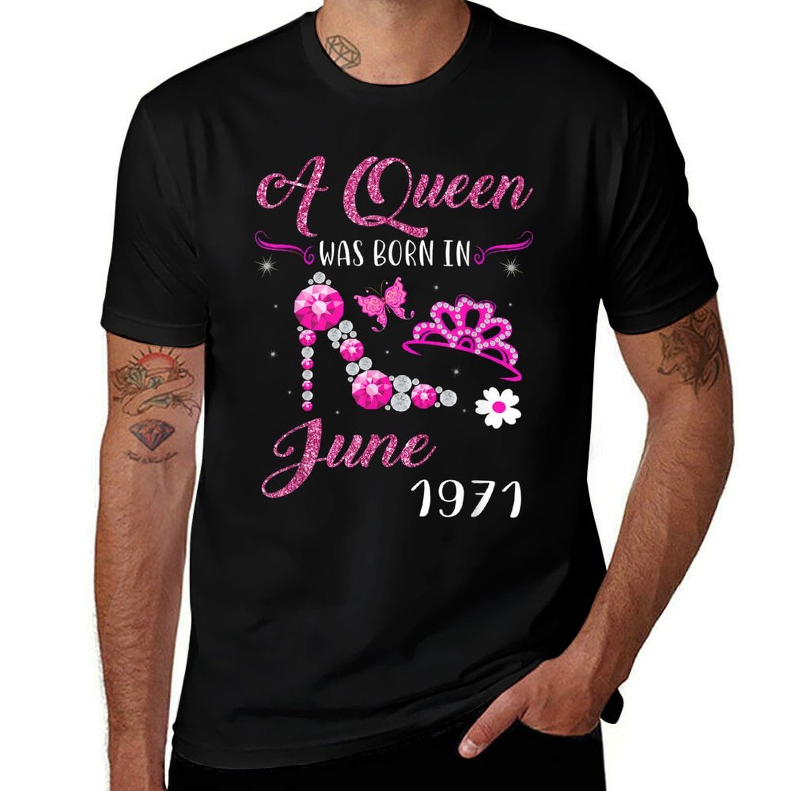 A Queen Was Born in June 1971 50th Birthday Gift  Wrinkle-resistant T-Shirt