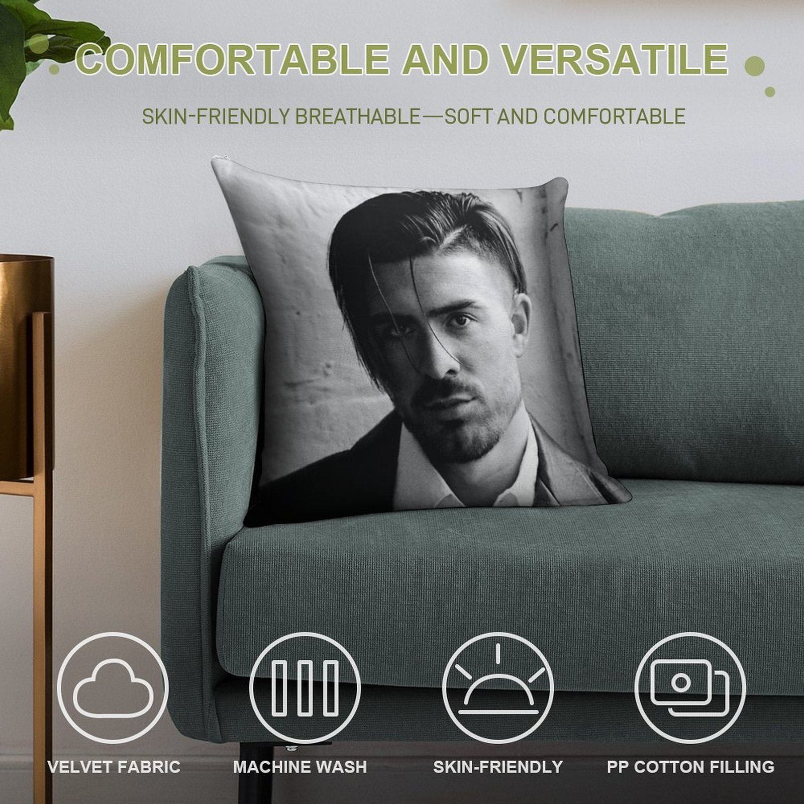 Jack Grealish Black And White Soft Easy Maintenance Throw Pillow