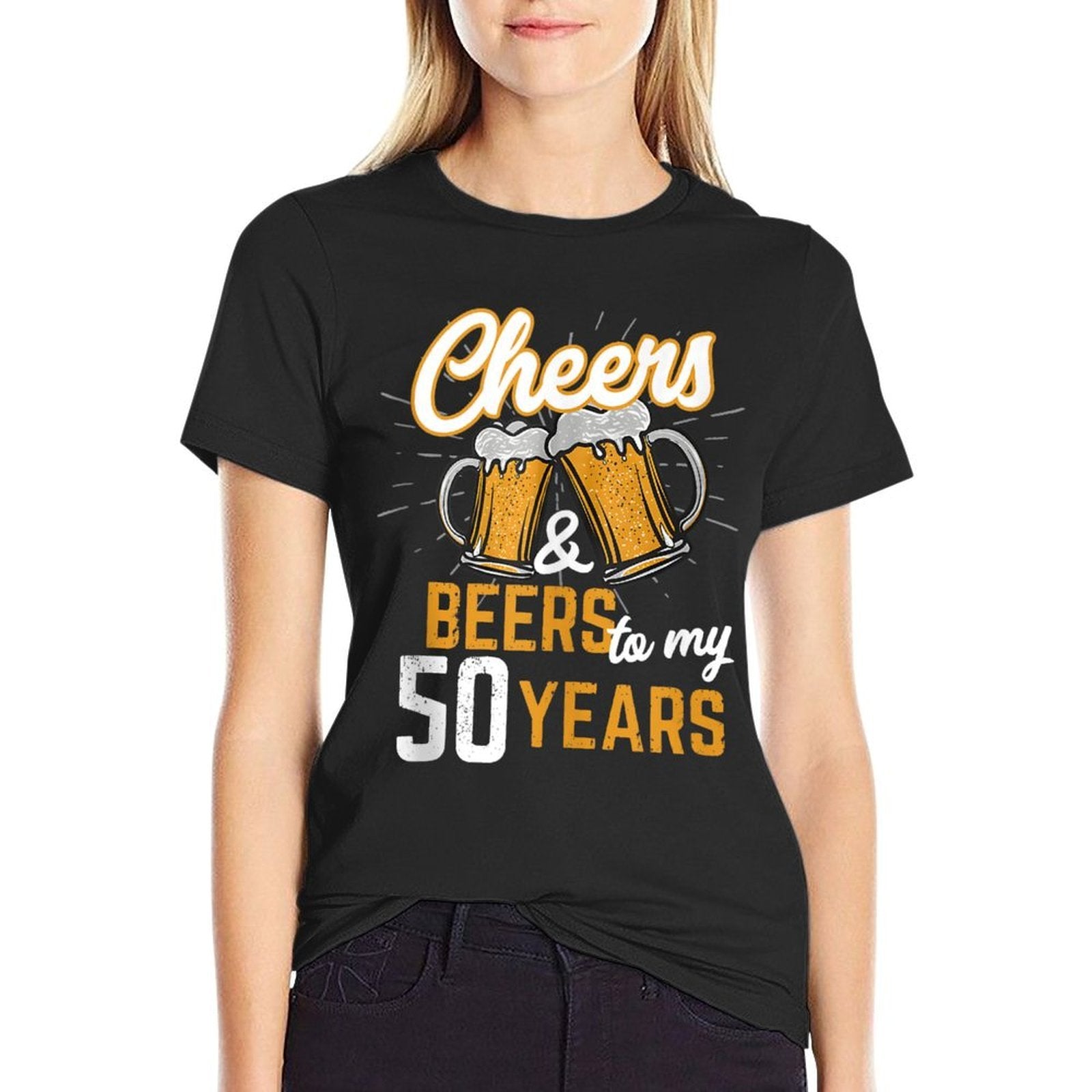 Cheers And Beers To My 50 Years, Funny 50th Birthday  Rolled Sleeves T-Shirt