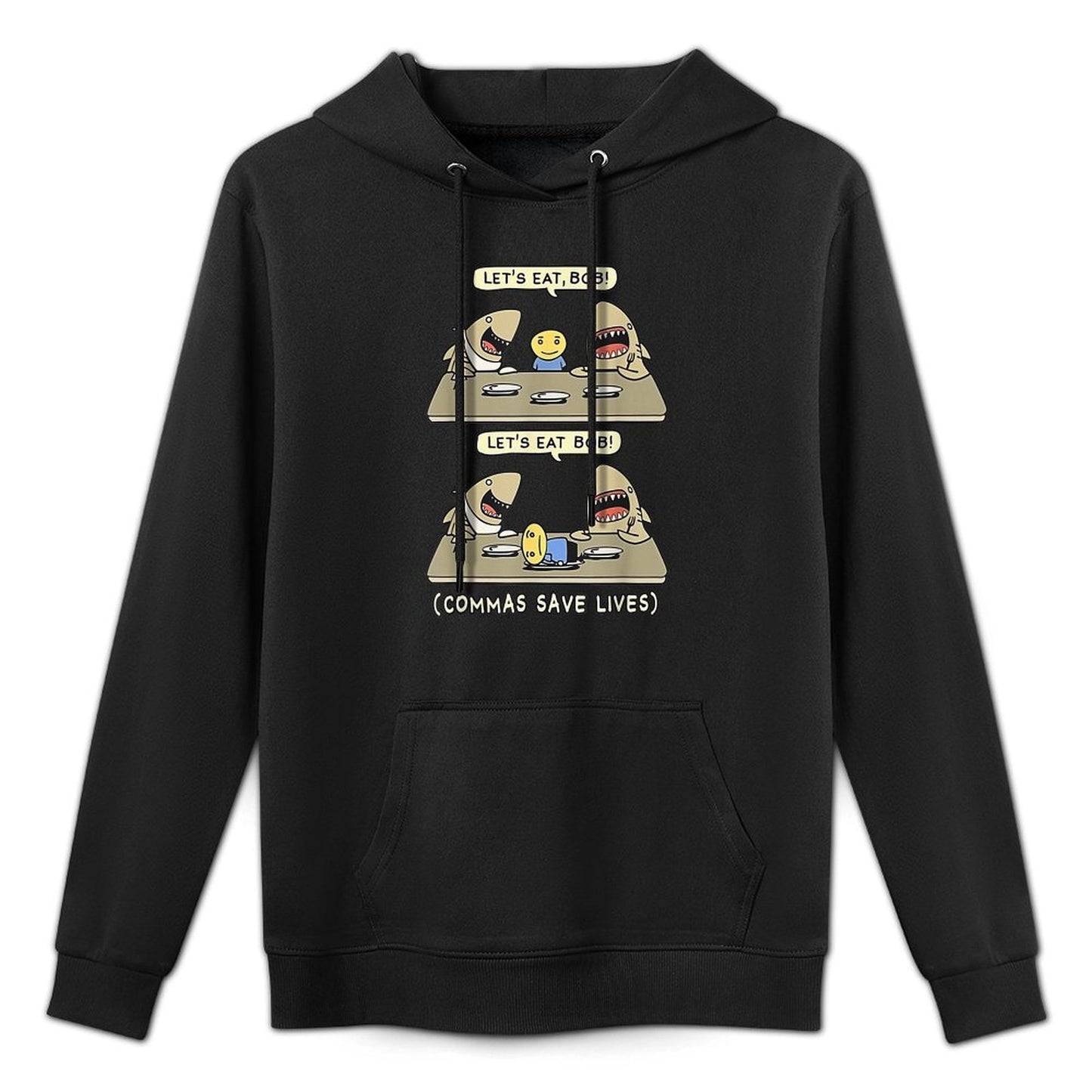 Commas Punctuation Shark Lets Eat Funny English Grammar Casual Wear Hoodie
