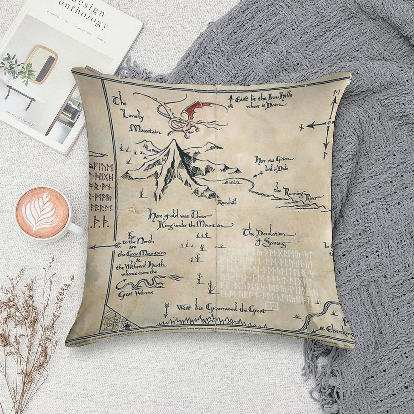 The Map of Live Soft Reinforced Edging Throw Pillow