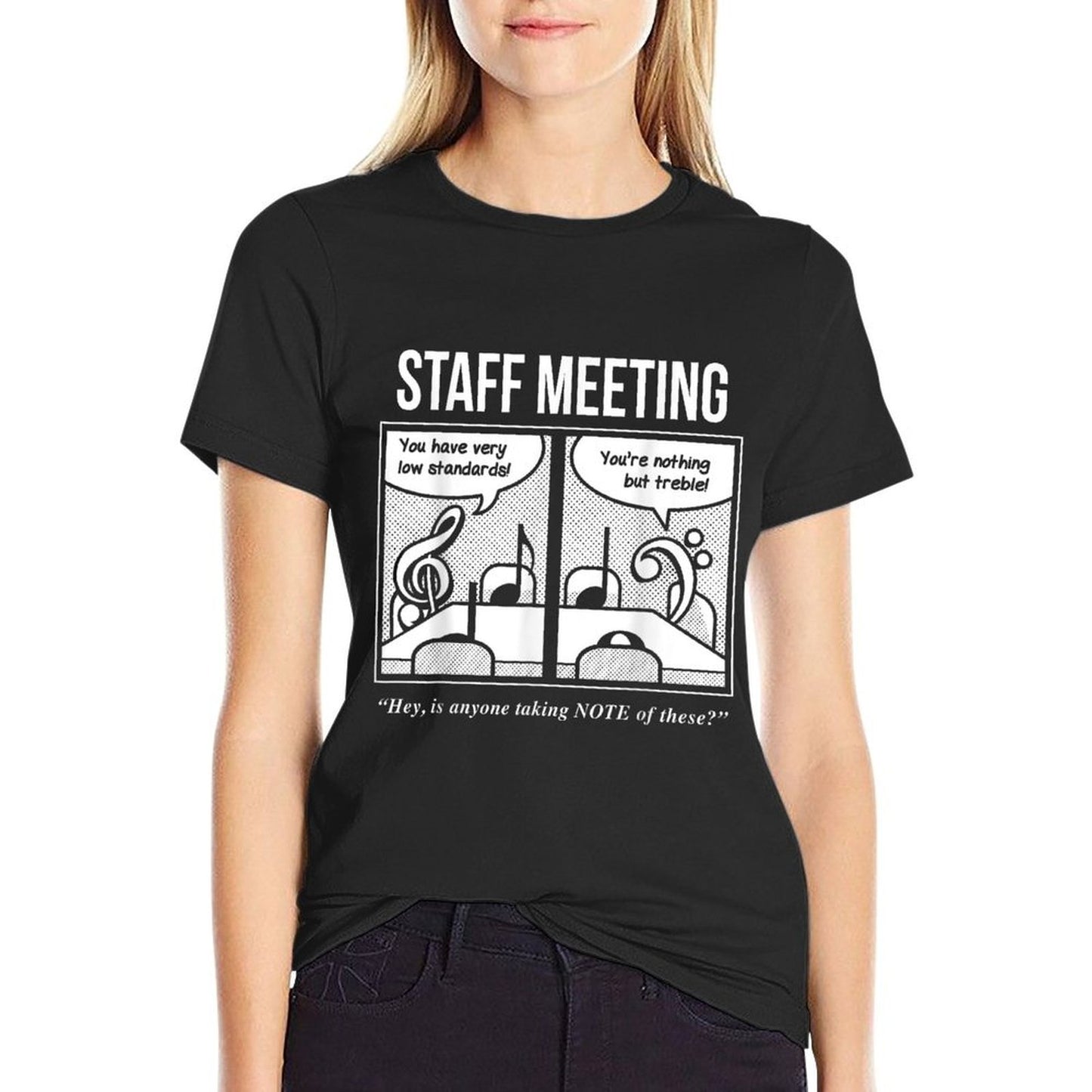 Staff Meeting Funny Tshirt for Musicians - Music Lover Puns Affordable Price T-Shirt