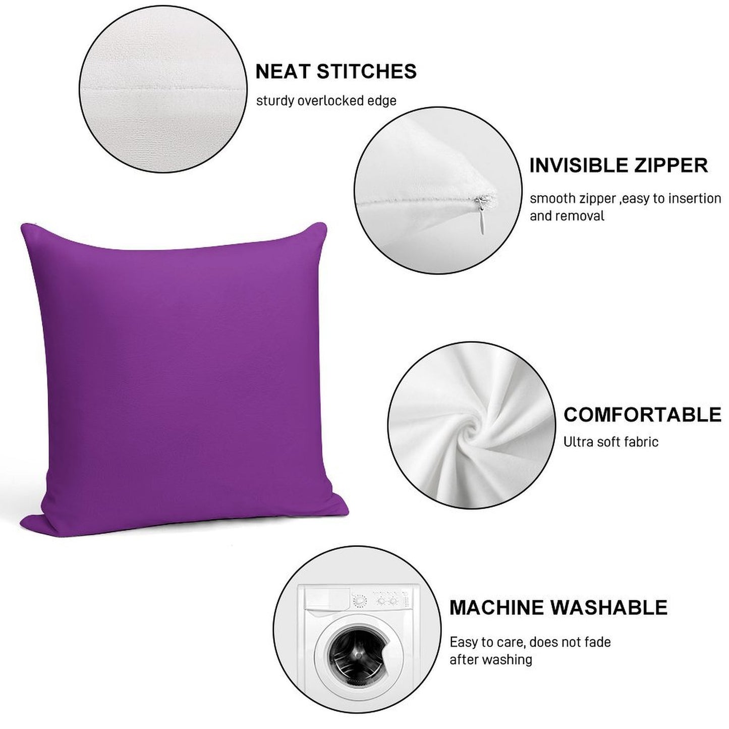 Violet Mauve Purple Solid Color Decor Soft Gift Ready Throw Pillow