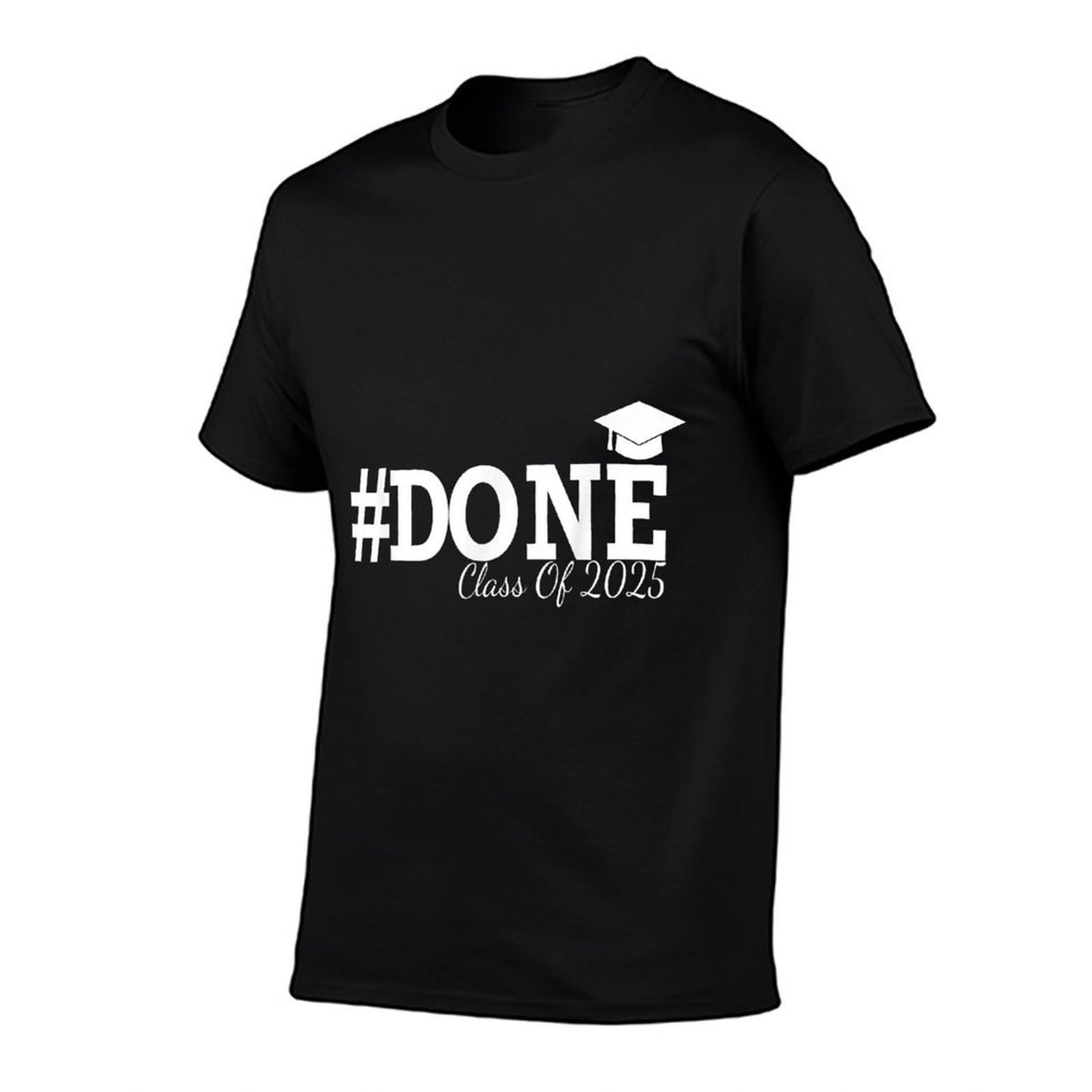 #DONE Class of 2025 Graduation for Her Him Grad Seniors Ribbed Collar T-Shirt