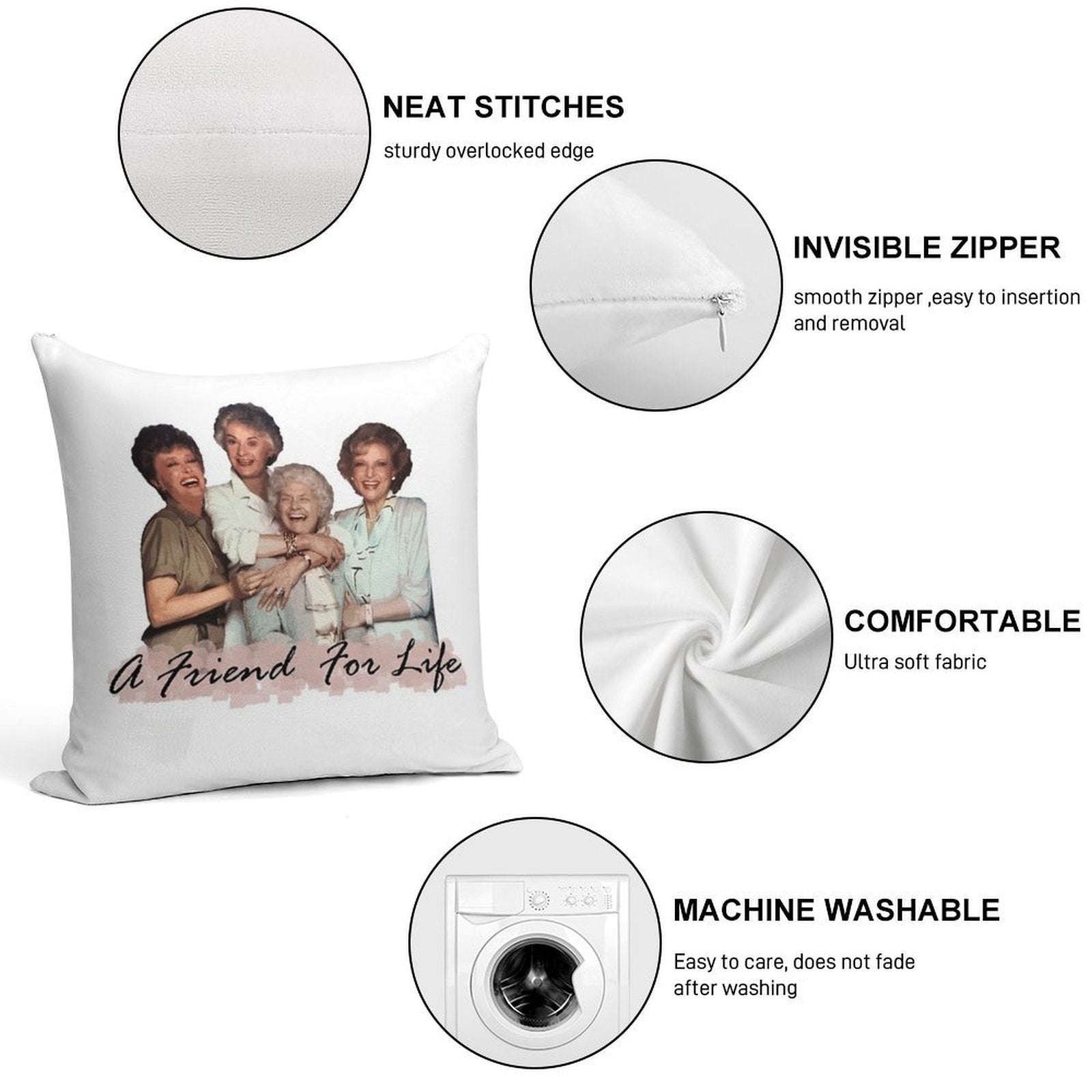 A Friend For Life Soft Easy Maintenance Throw Pillow