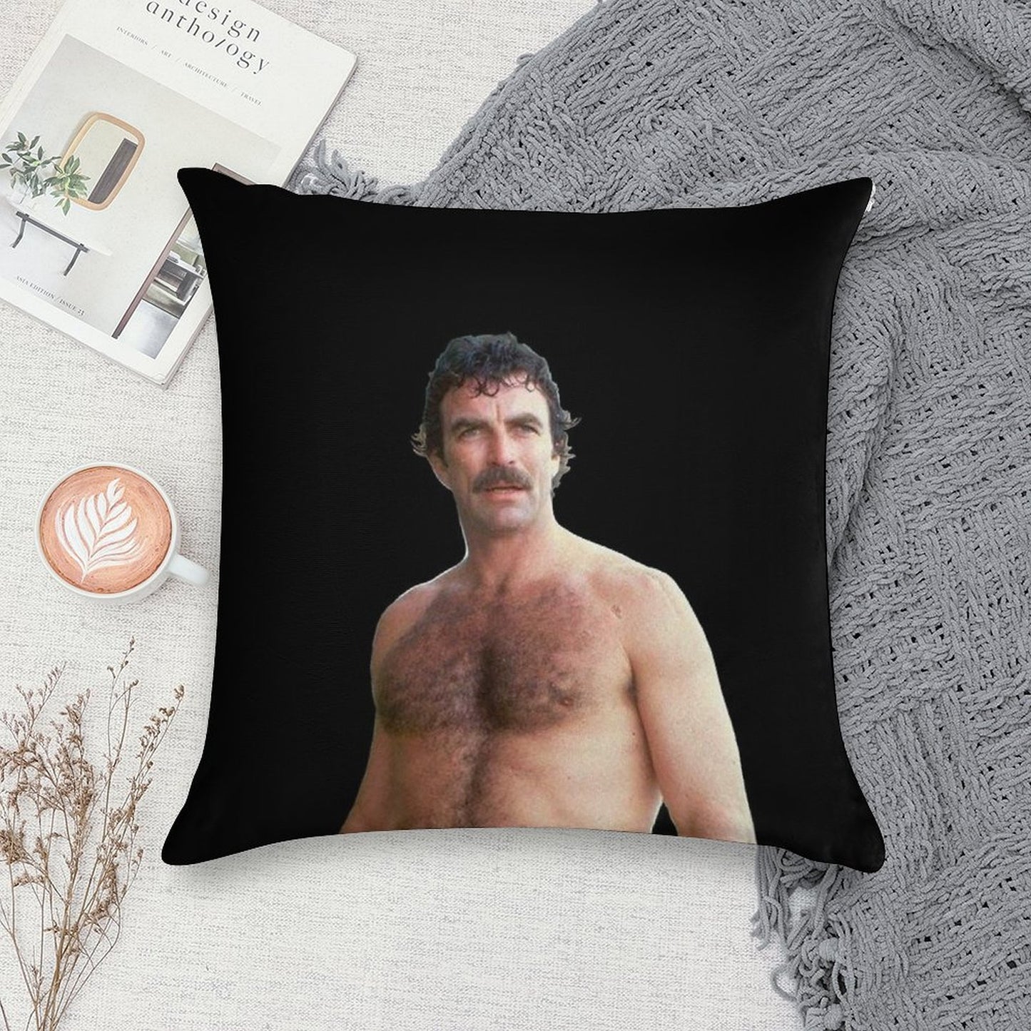 Tom Selleck Soft Fade-Resistant Throw Pillow