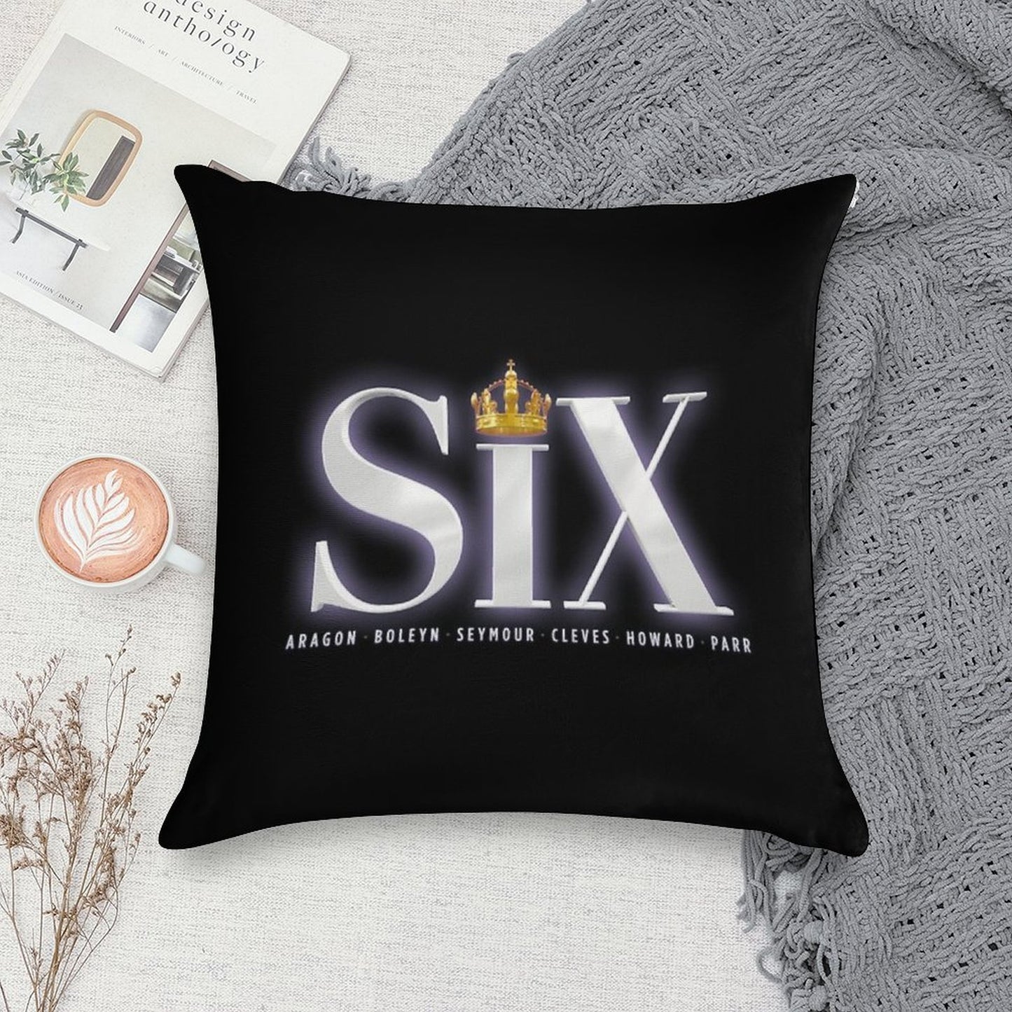 Six The Musical Logo Soft Bedroom Essential Throw Pillow