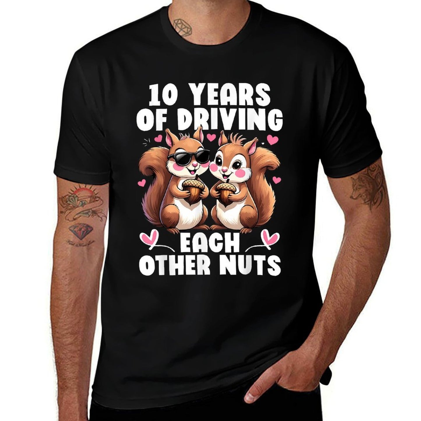 10 Years Driving Each Other Nuts Squirrel Couple Anniversary Moisture-wicking T-Shirt