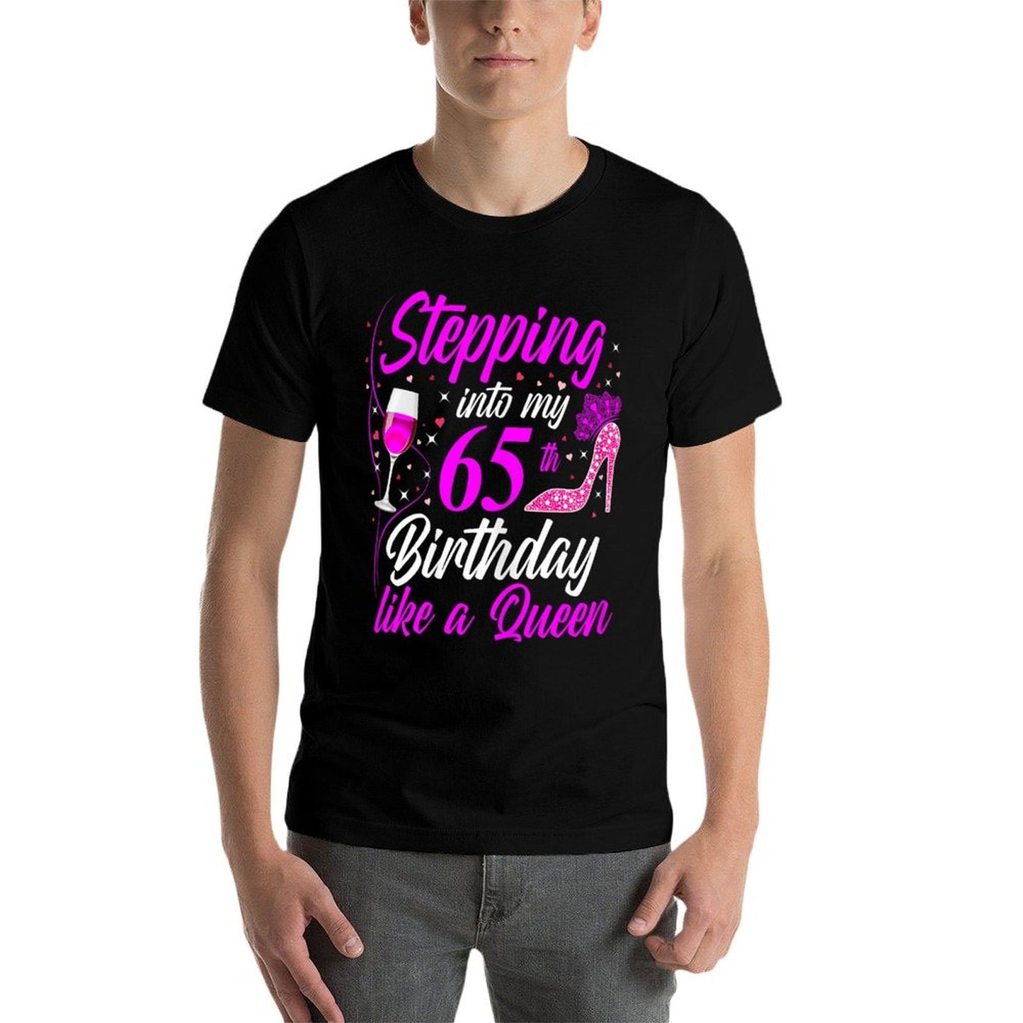 Stepping Into My 65th Birthday Like A Queen I 65th Birthday Summer-ready Fabric T-Shirt