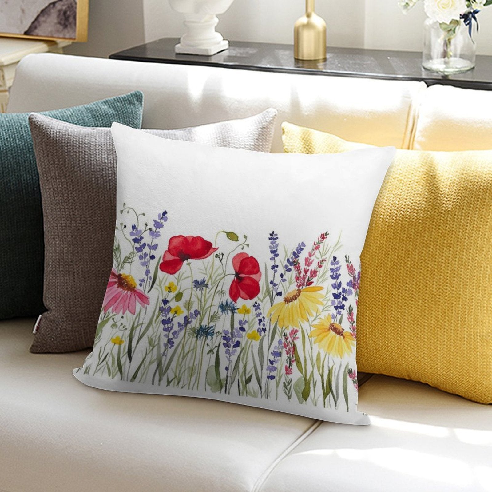 Wildflower Meadow Soft Shrink-Resistant Throw Pillow
