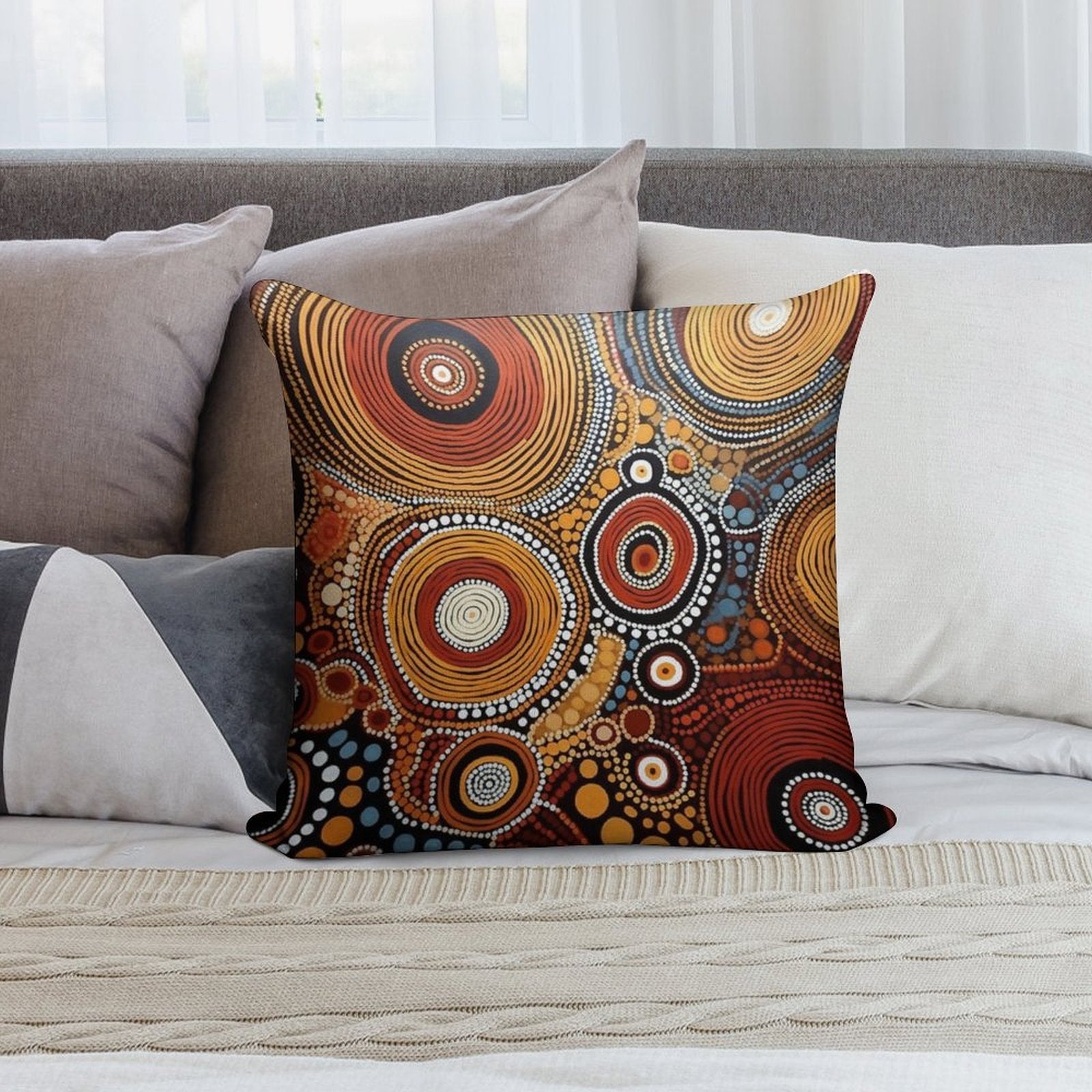 Aboriginal Art Print Soft Home Decor Throw Pillow