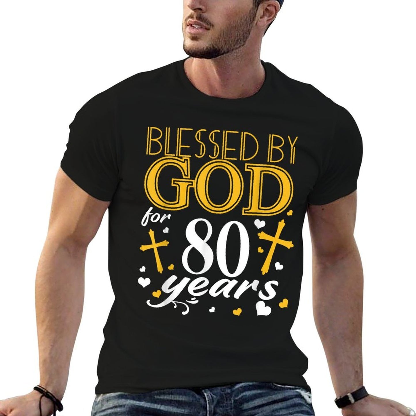 Vintage Blessed By God For 80 Years Happy 80th Birthday  Slim-fit Cut T-Shirt
