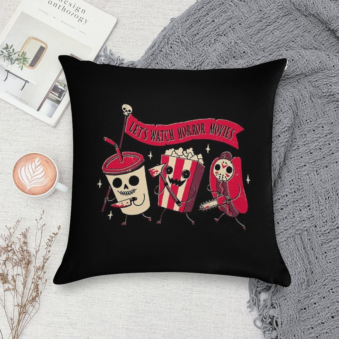 Midnight Movie Soft Washable Throw Pillow