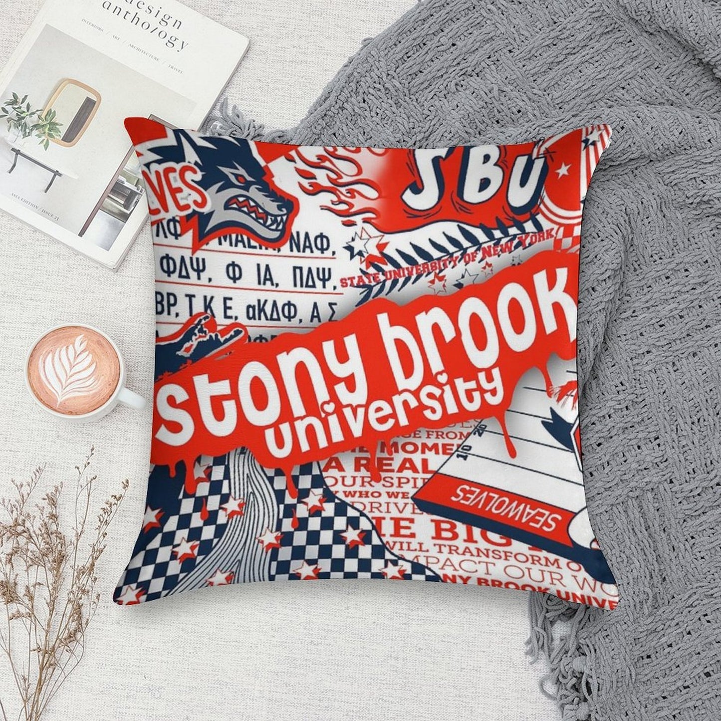 Stony Brook (Digital Collage) Soft Gift Ready Throw Pillow