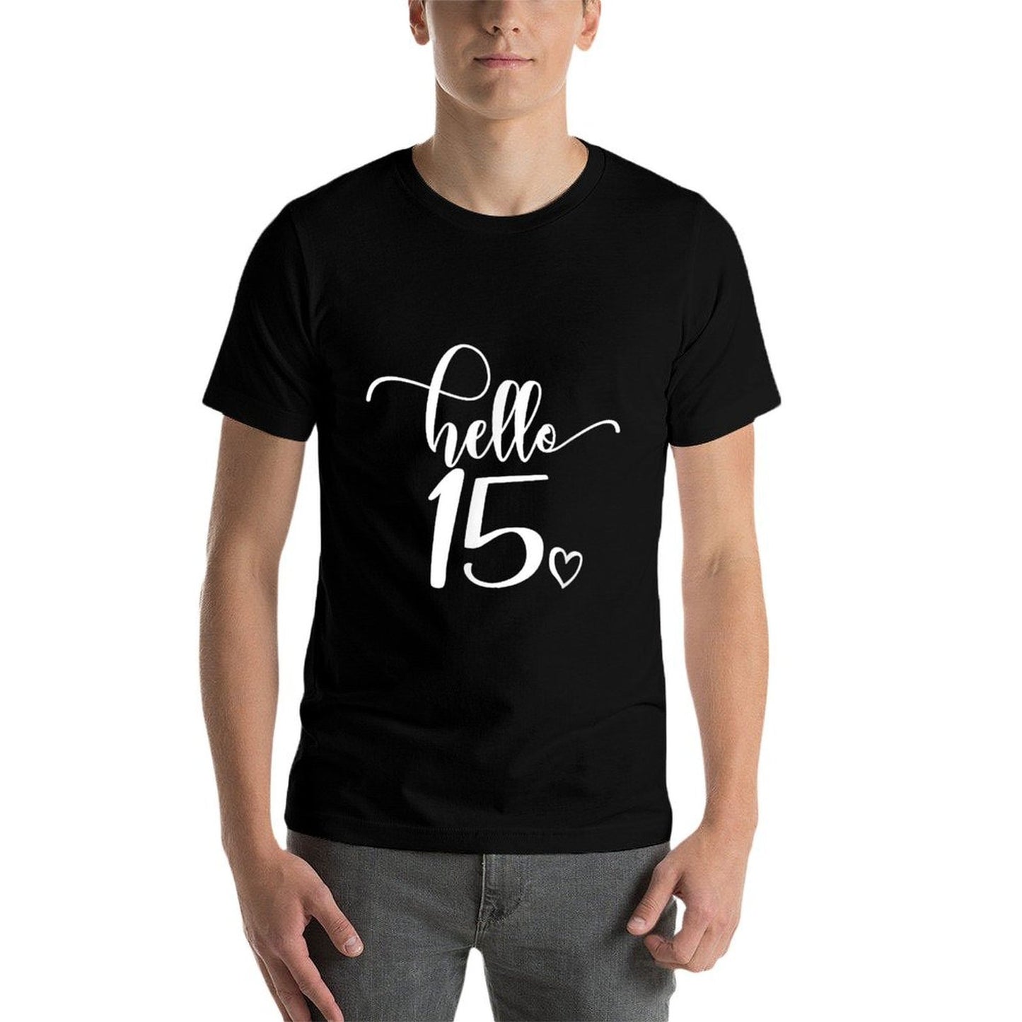 15th Birthday, Girls Women, Hello 15, Cute 15 Years Old High-quality Stitching T-Shirt