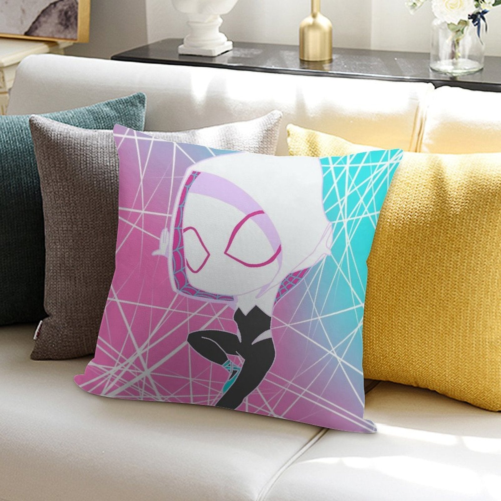 Spider Gwen Soft Decorative Cover Throw Pillow