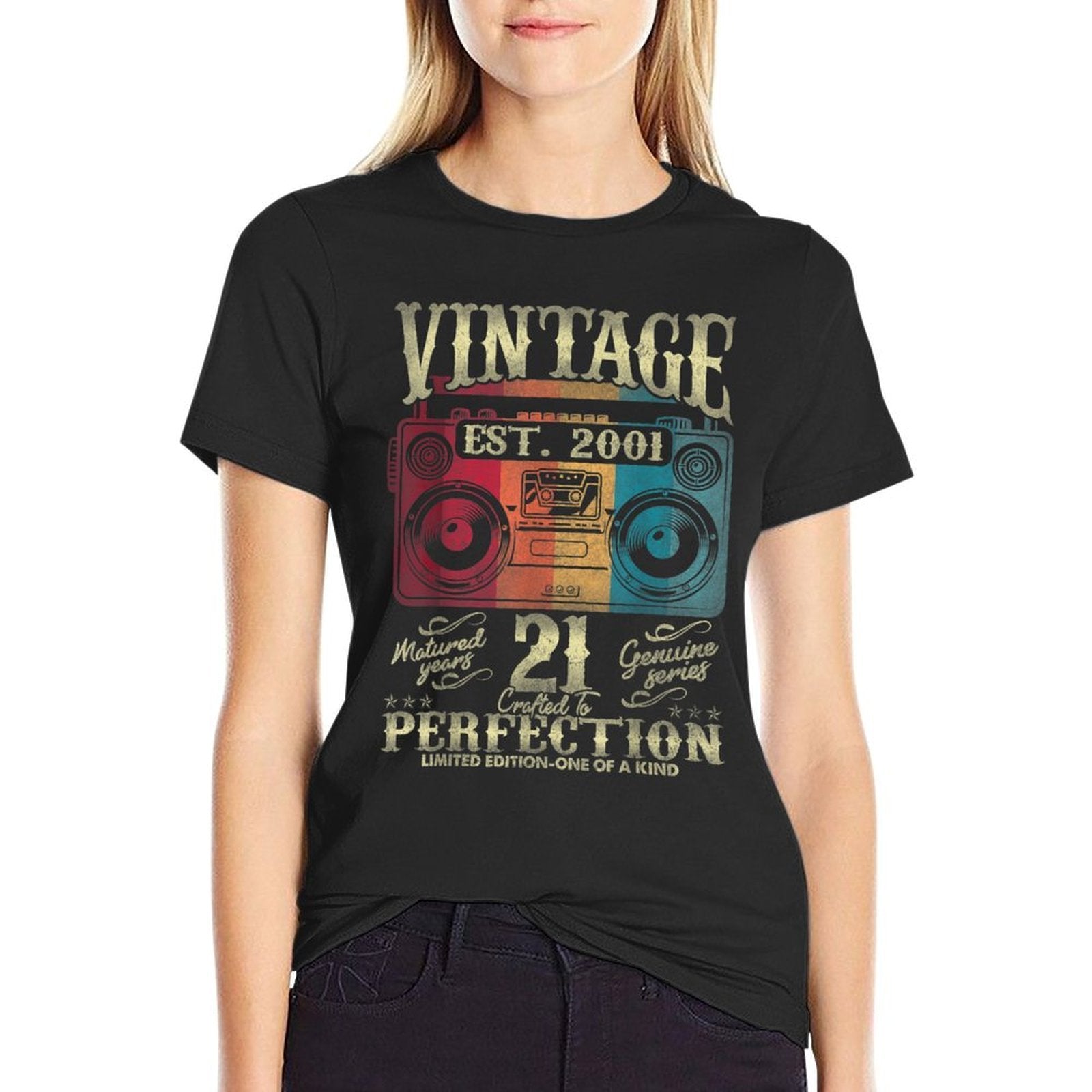 Vintage 2001 Limited Edition 2001 21 Years Old 21st Birthday  Relaxed-fit T-Shirt