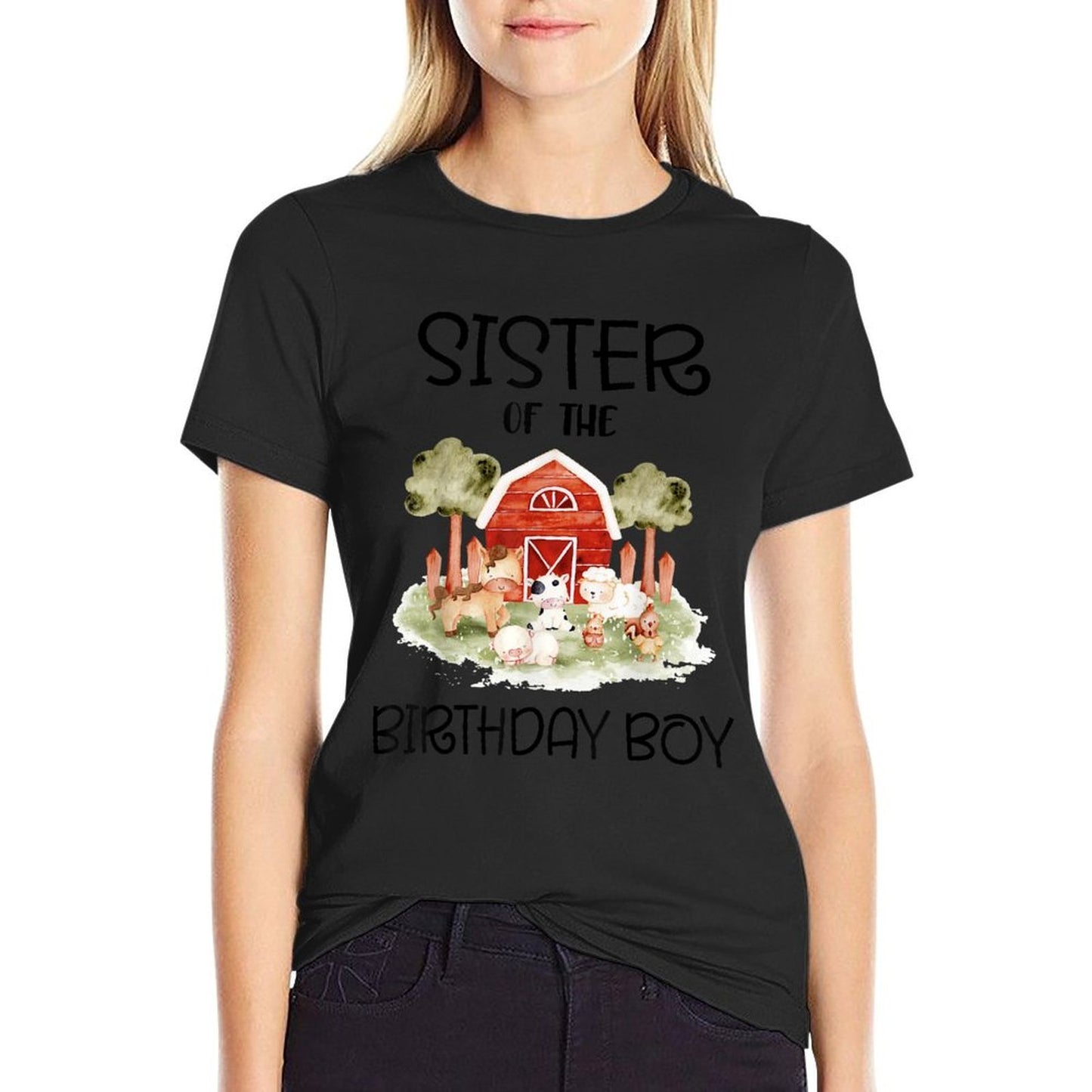 Sister of The Birthday For Boy Barnyard Farm Animals Party  Breathable T-Shirt