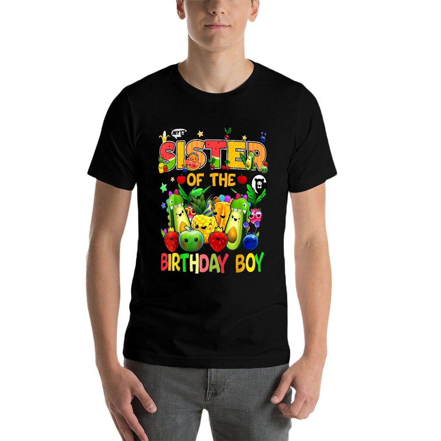 Sister Of The Birthday Boy Family Fruit Birthday Hey Bear  Easy-care T-Shirt