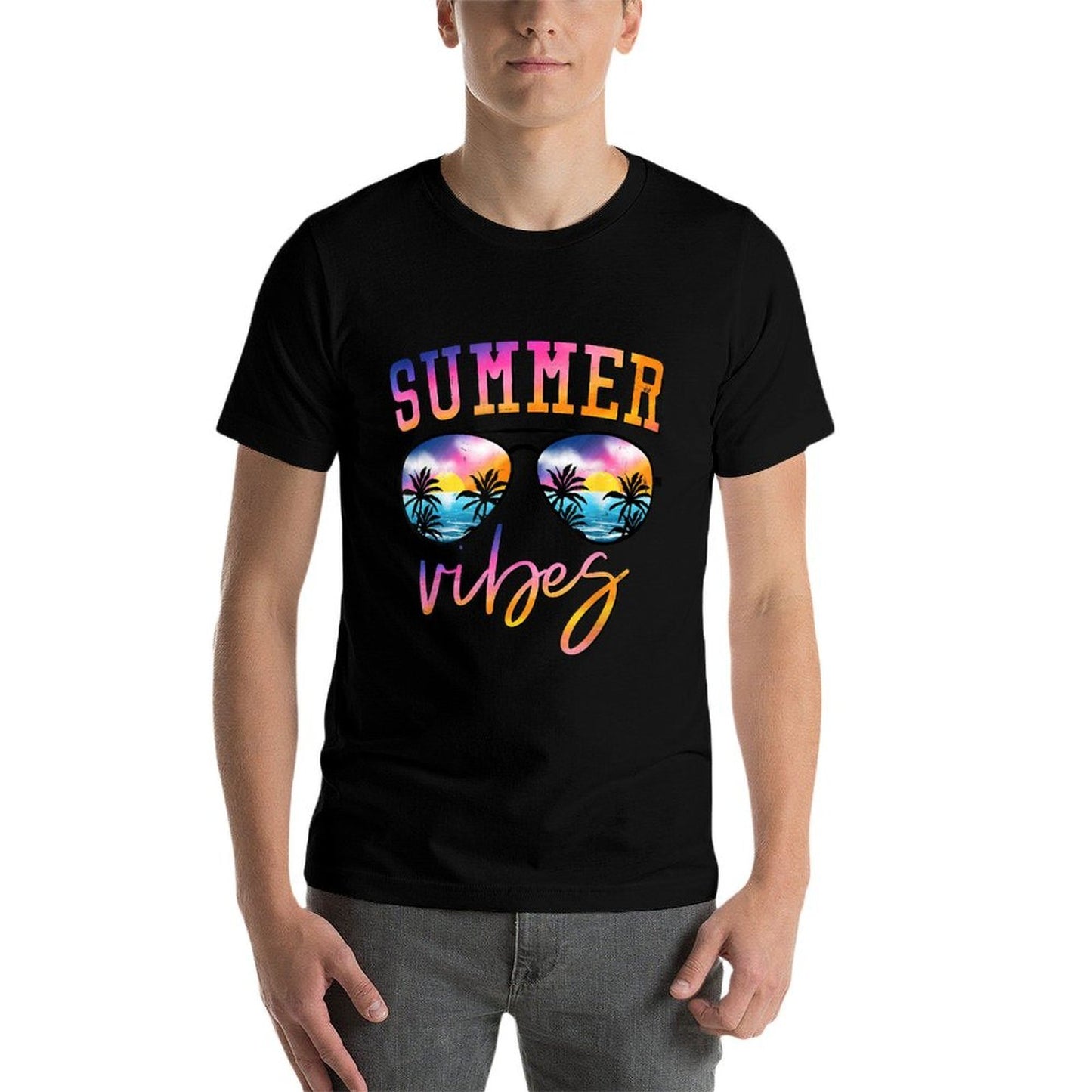 Summer Vibes Sunglasses With Palm Tree Funny Beach Life Soft T-Shirt