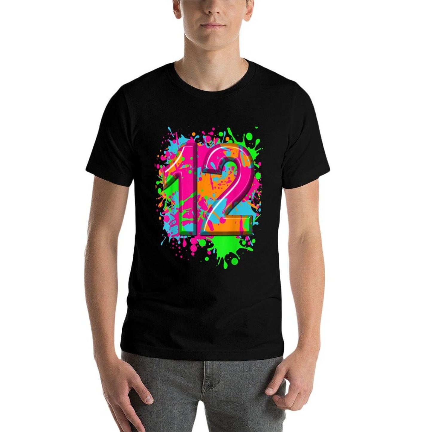 12th Birthday Paint Splashes T-shirt Kids Girls Boys 12 Year Comfortable T-Shirt