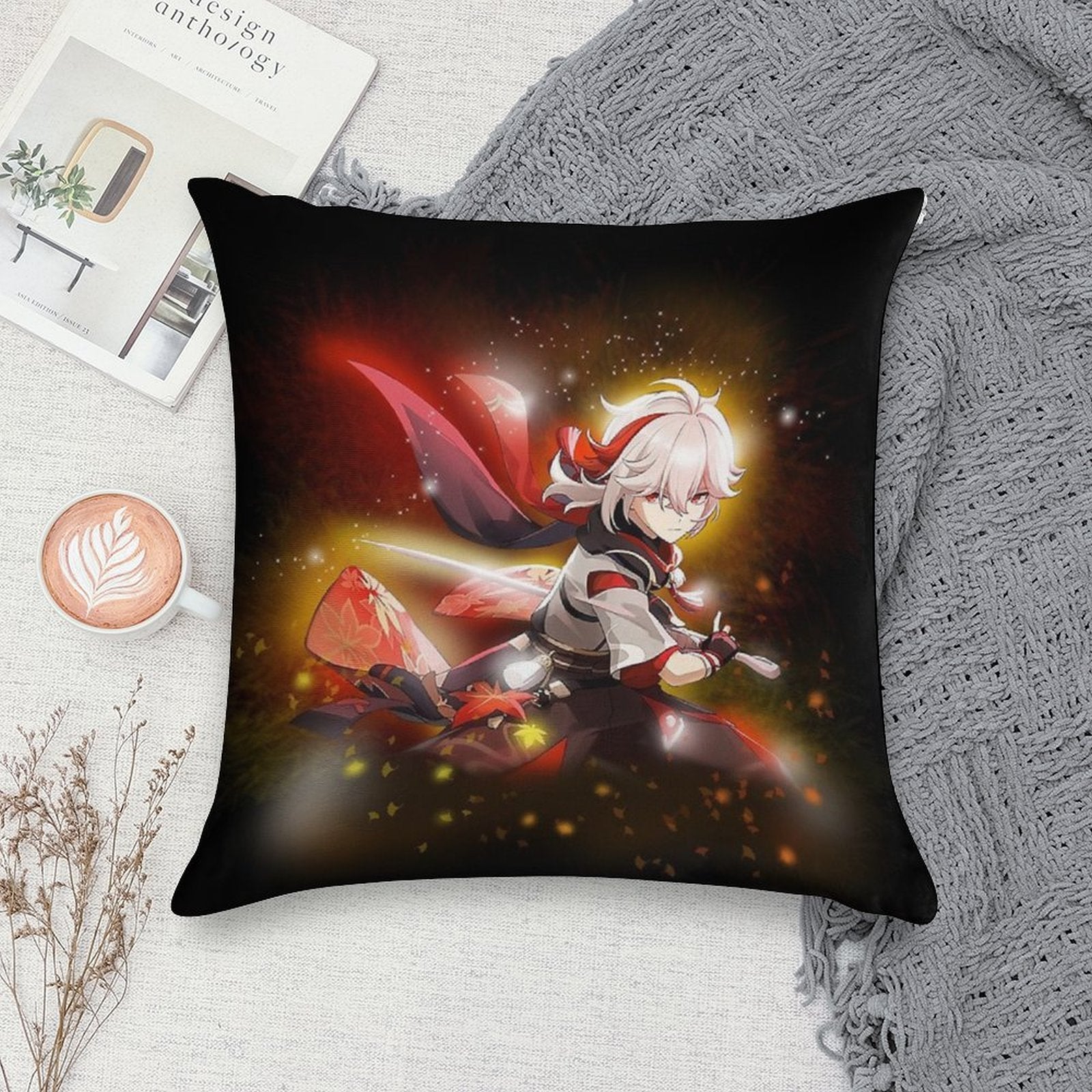 Kaedehara Kazuha Genshin Impact Soft Bedroom Essential Throw Pillow