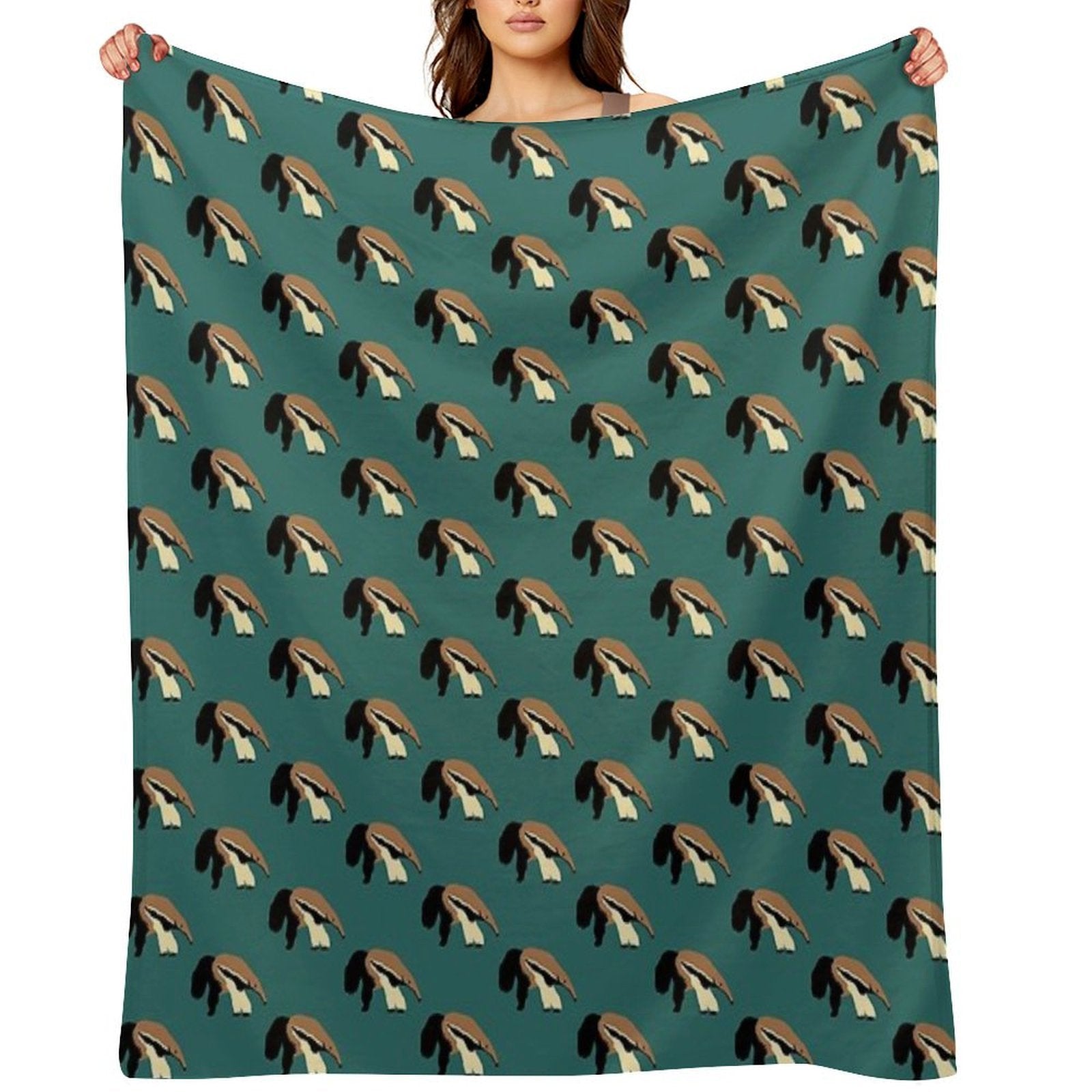 Anteater on Teal Eco-conscious Throw Blanket