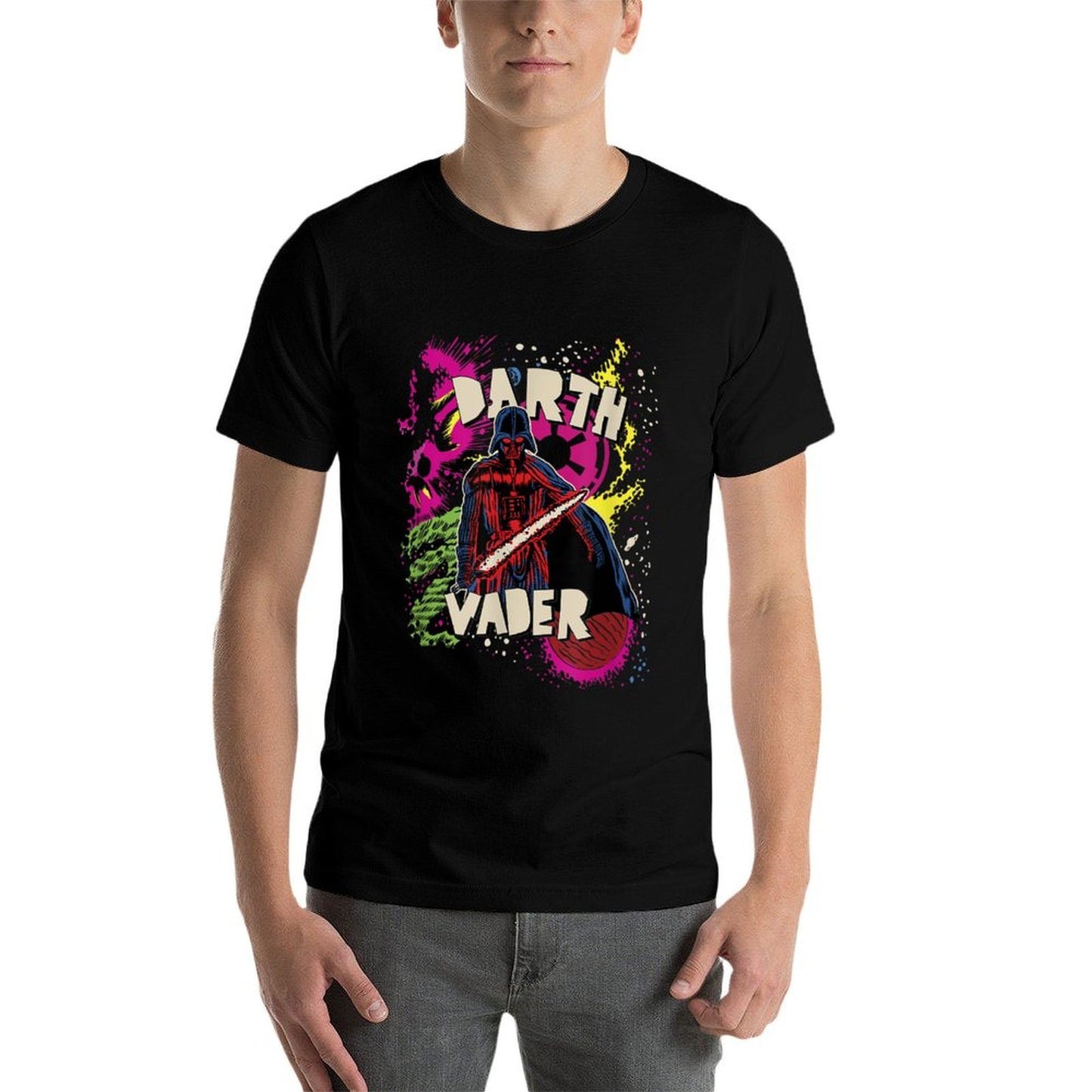 Star Wars Classic Darth Vader 80s Style Neon Space Poster Polyester Blend T-Shirt