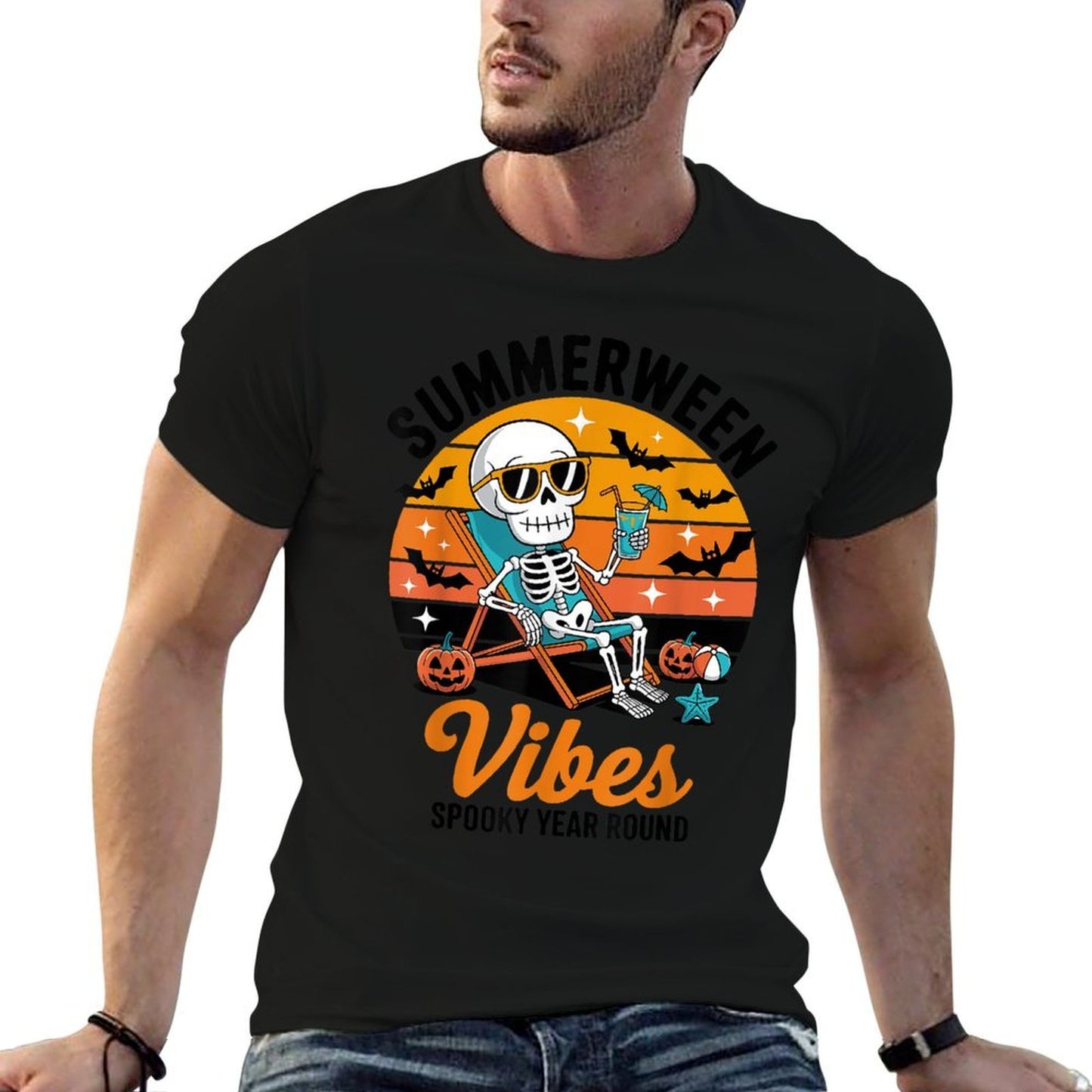 Summerween Vibes Spooky Year Round Halloween Spooky Summer Odor-resistant T-Shirt