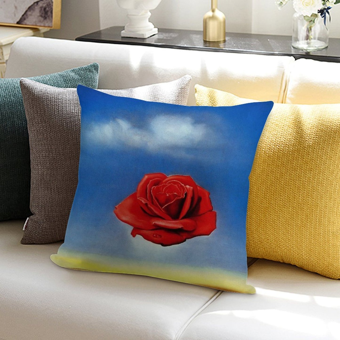 The Meditative Rose-Salvador Dali Soft Ultra-Soft Texture Throw Pillow