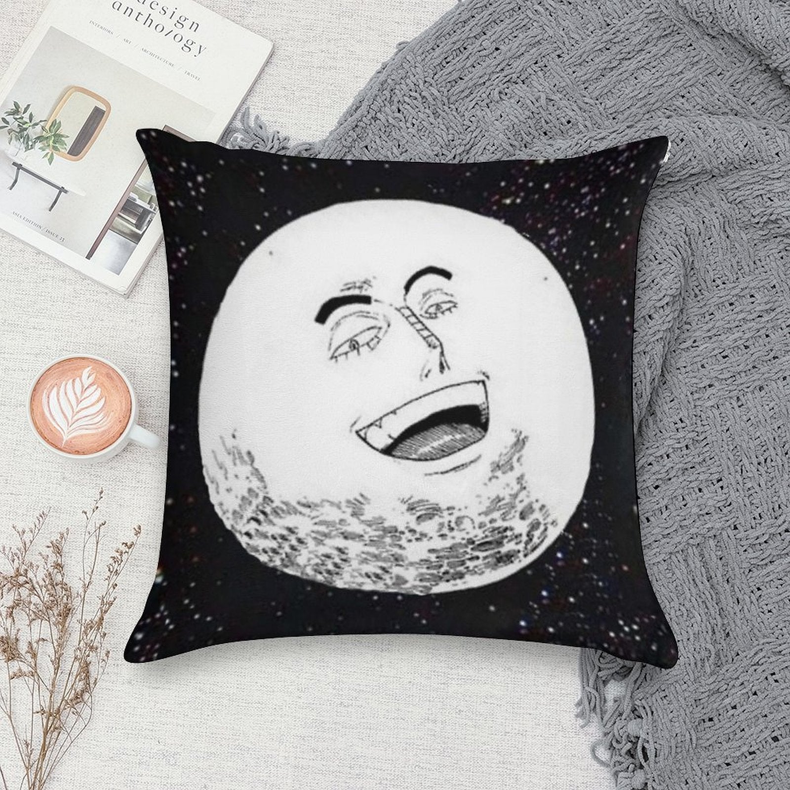 Enel Moon God Soft Hidden Zipper Throw Pillow