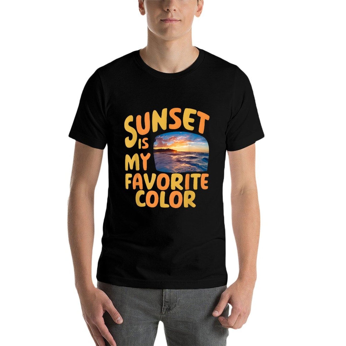 Sunset Is My Favorite Color Ocean Vista Beach Lover Oversized Silhouette T-Shirt