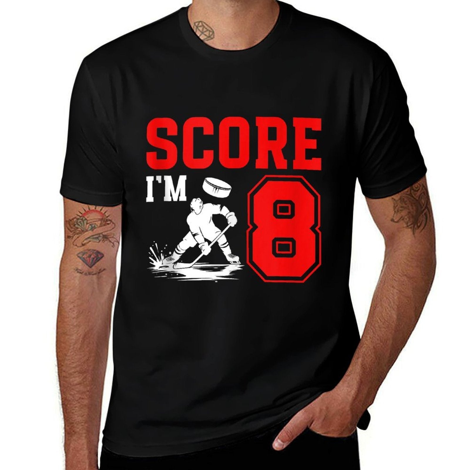 8th Ice Hockey Birthday Eight Year Old Ice Hockey Player  Eco-friendly Material T-Shirt