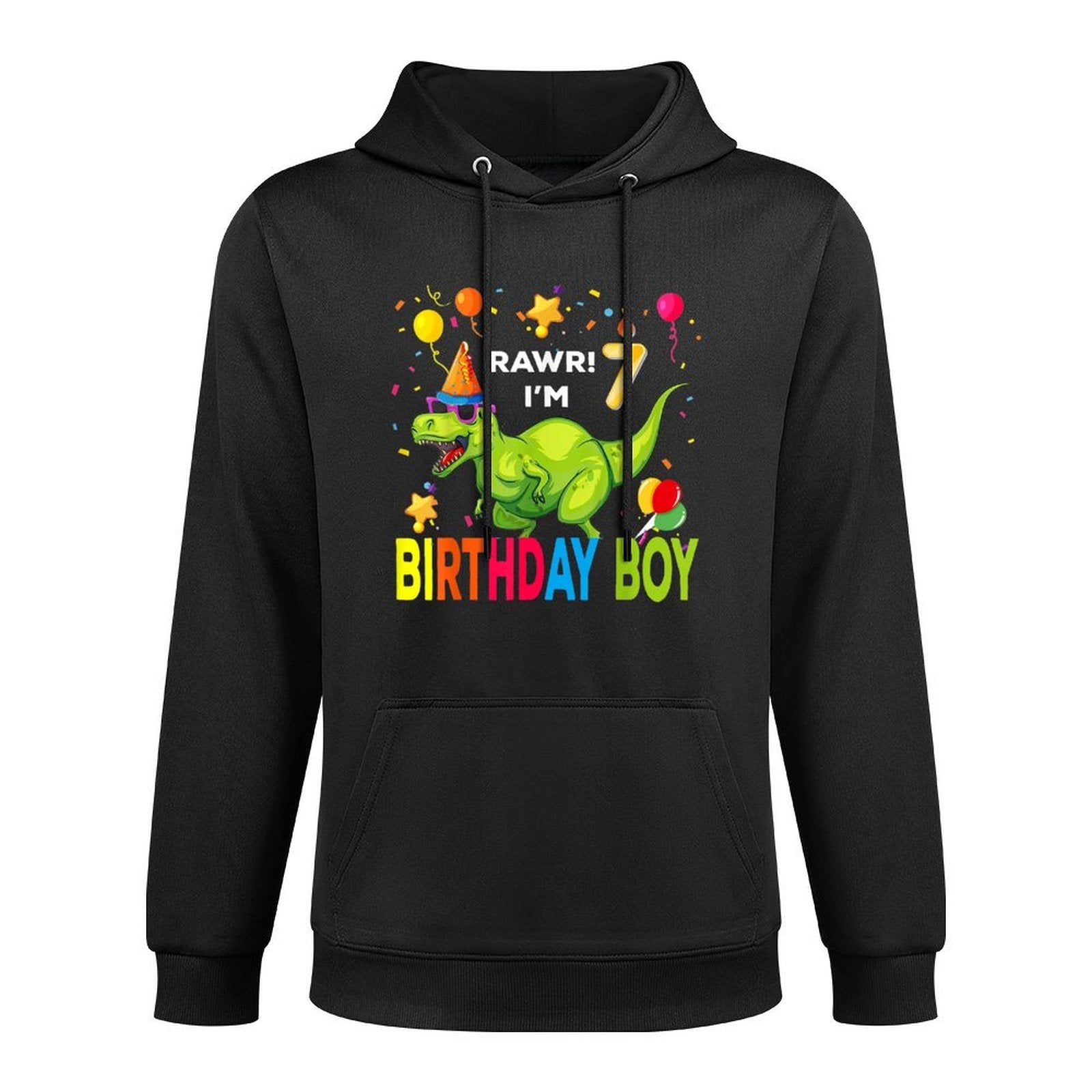 "7th Birthday Dinosaur T Rex 7 Year Old Boy Kids" Colorfast Hoodie