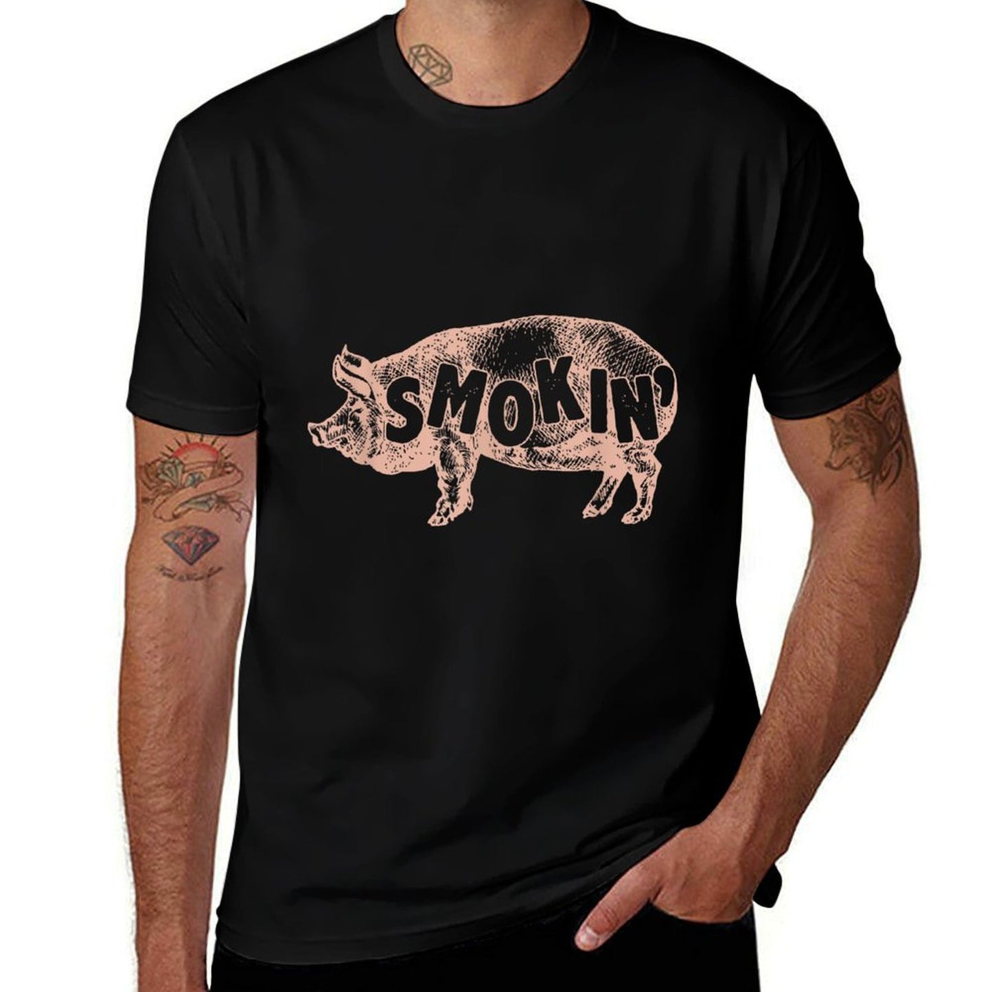 Smokin - Funny Hog BBQ T  Graphic-printed T-Shirt