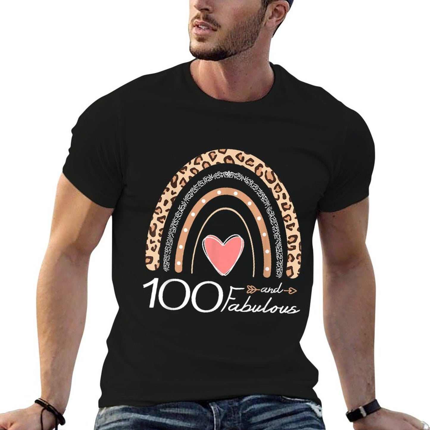 100 And Fabulous Boho Rainbow Funny 100th Birthday Slim-fit Cut T-Shirt