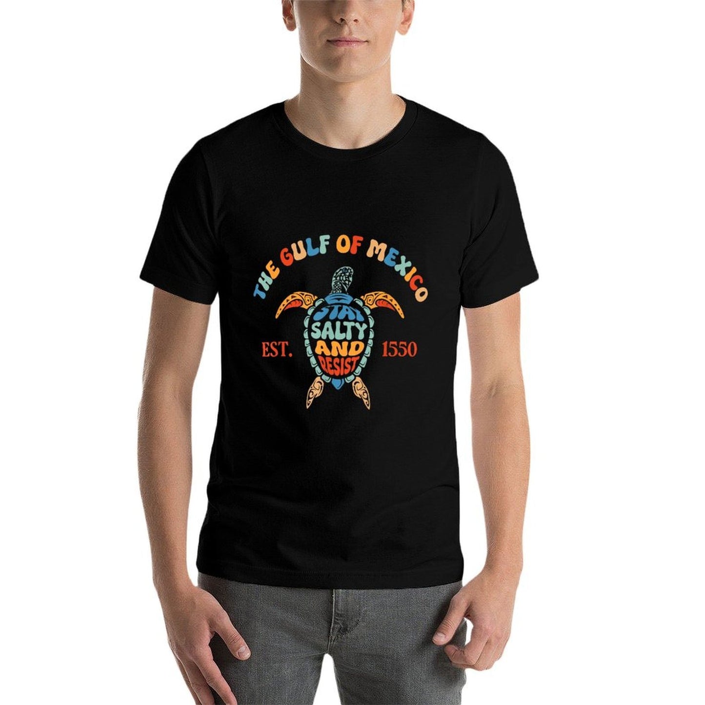 Women Stay The Gulf of Mexico Be Salty And Resist Turtle Fade-proof Color T-Shirt