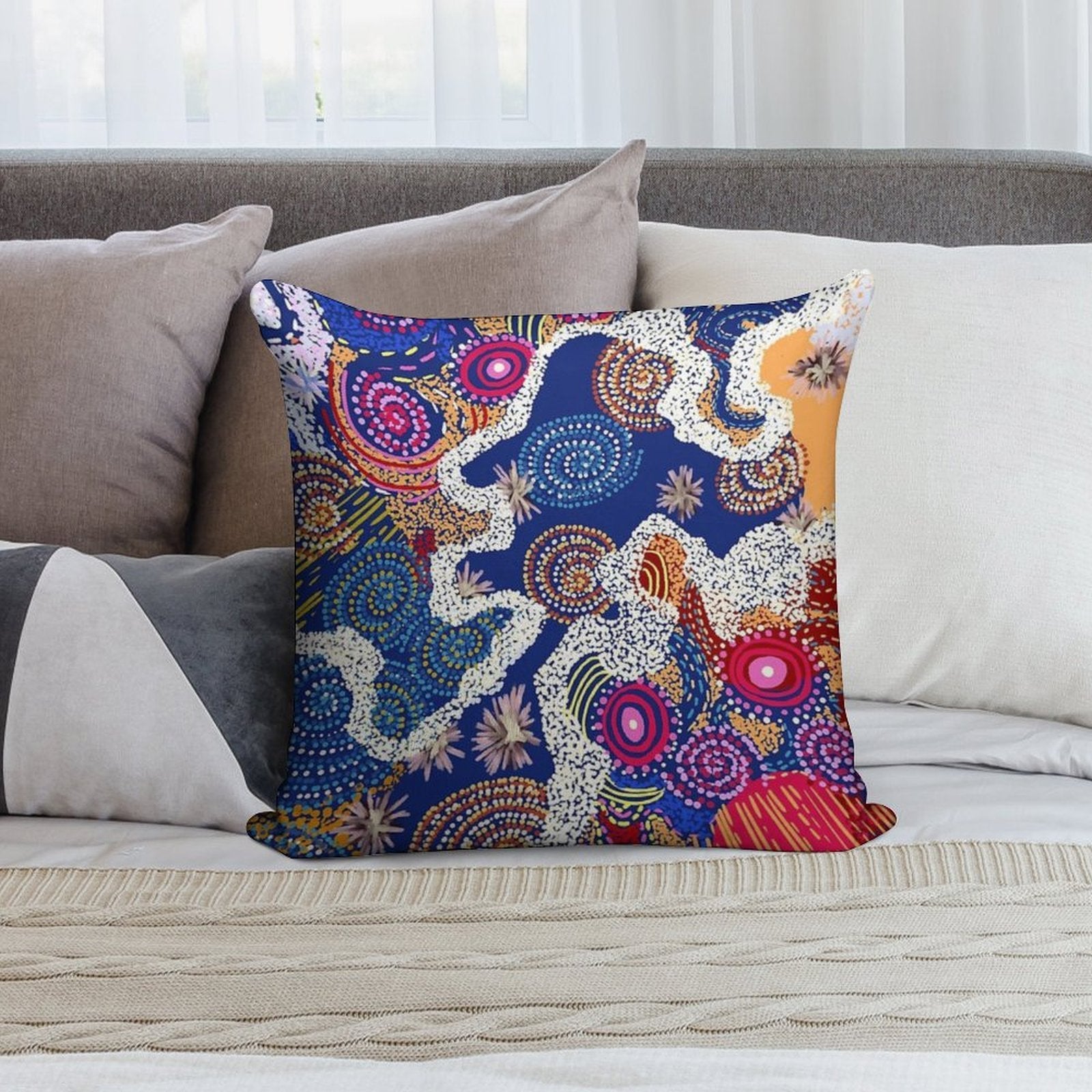 Australian Aboriginal Art V2 Soft Skin-Friendly Throw Pillow