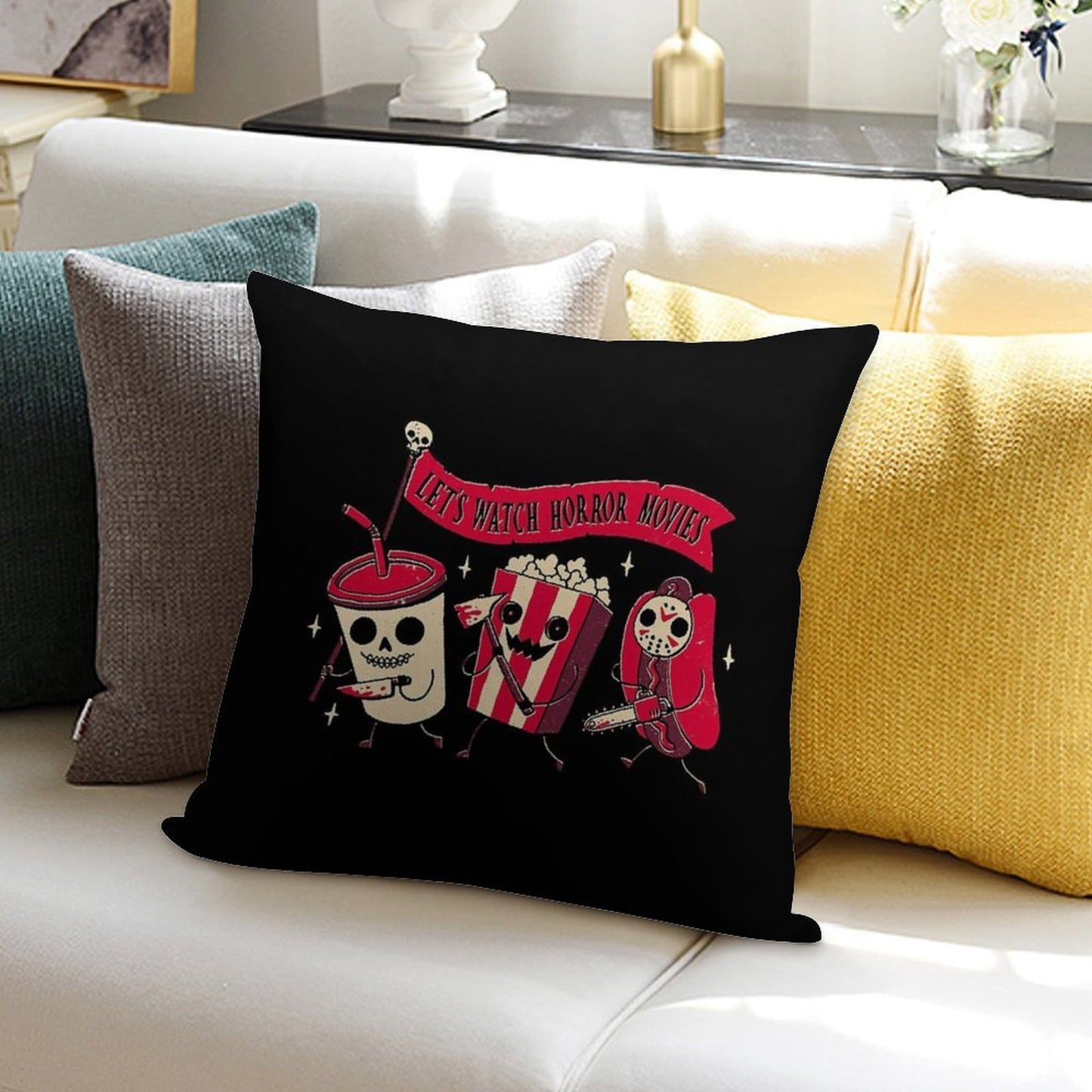 Midnight Movie Soft Washable Throw Pillow