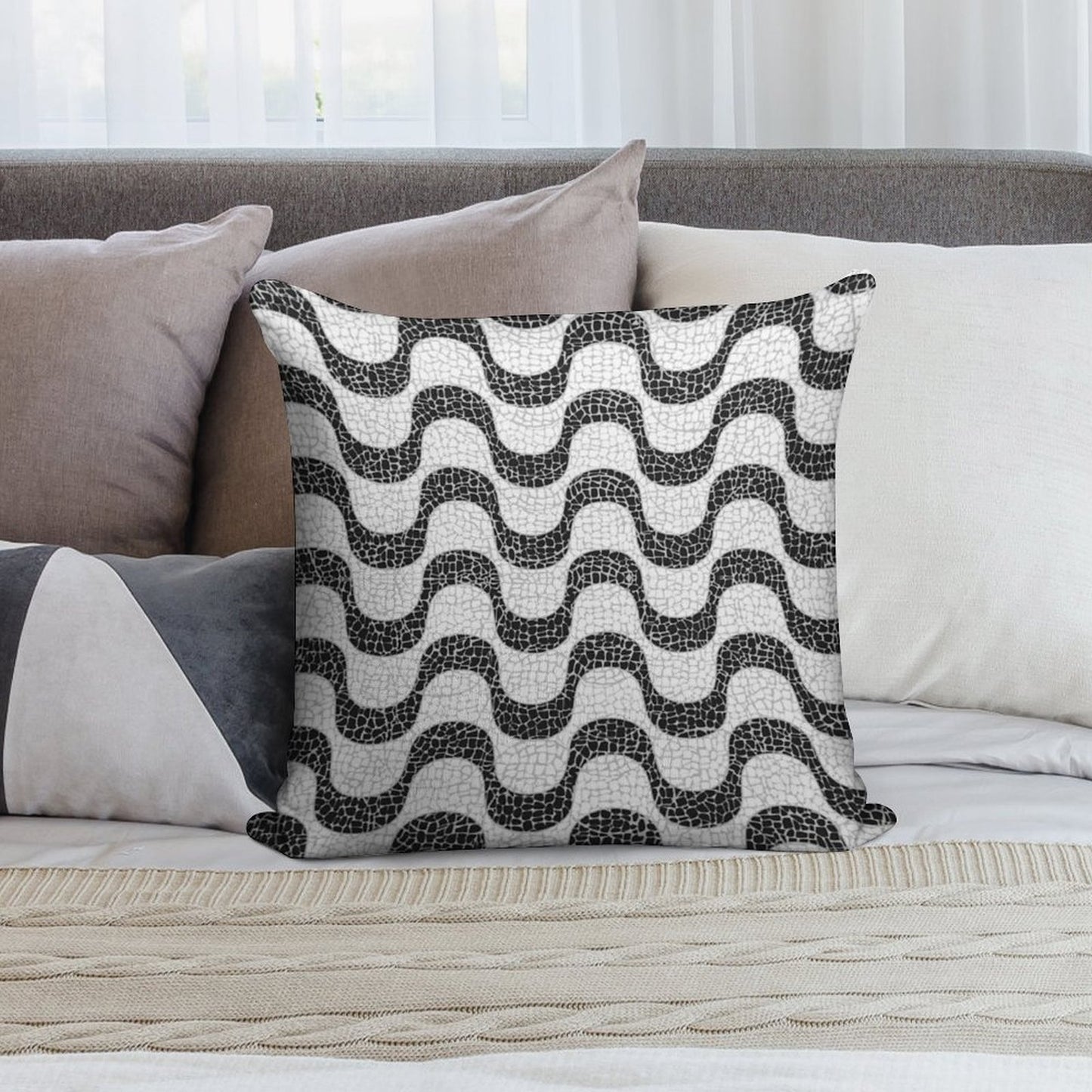 The Magic of Copacabana Sidewalk Theme Soft Gift Ready Throw Pillow
