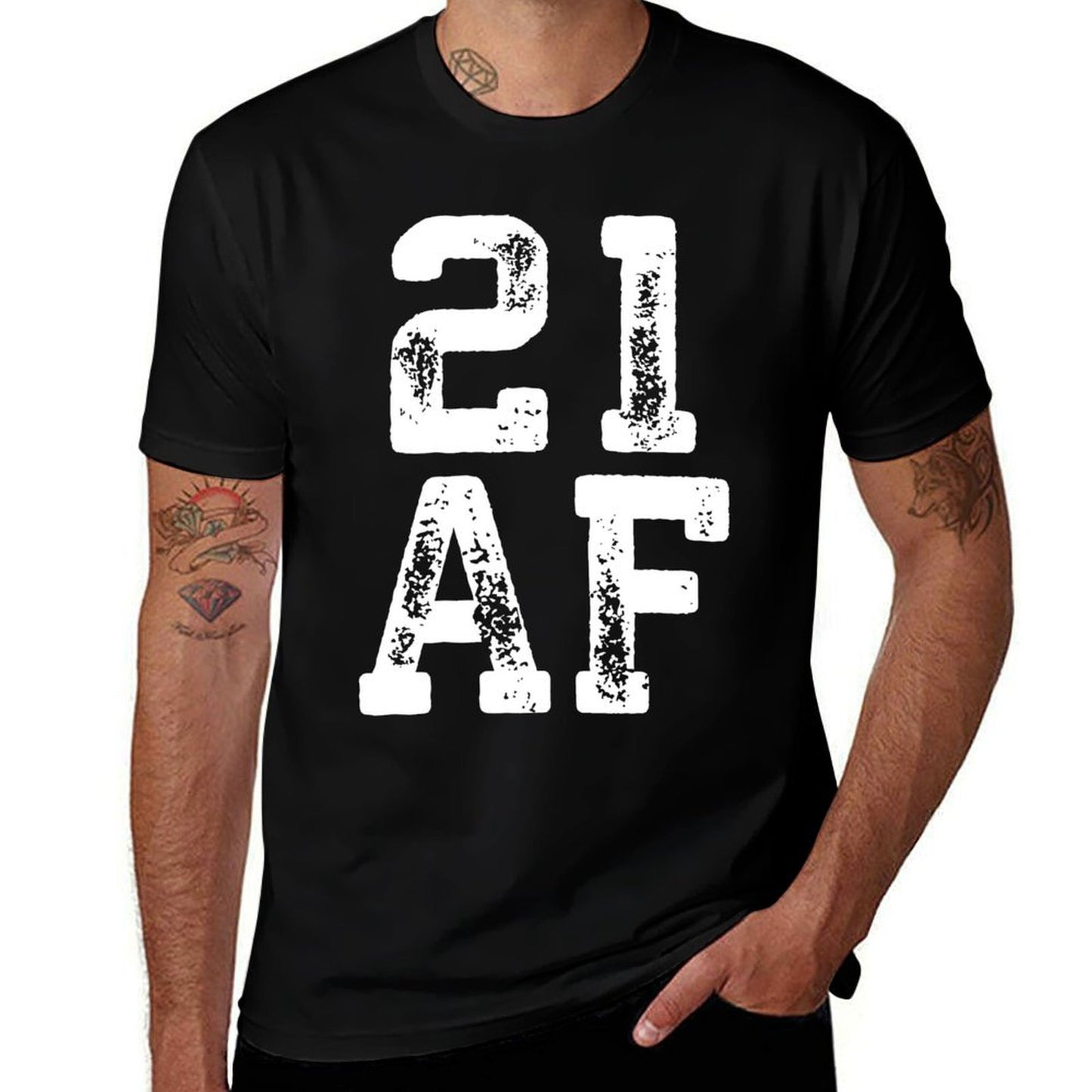21 AF Legal 21st Birthday Ribbed Collar T-Shirt