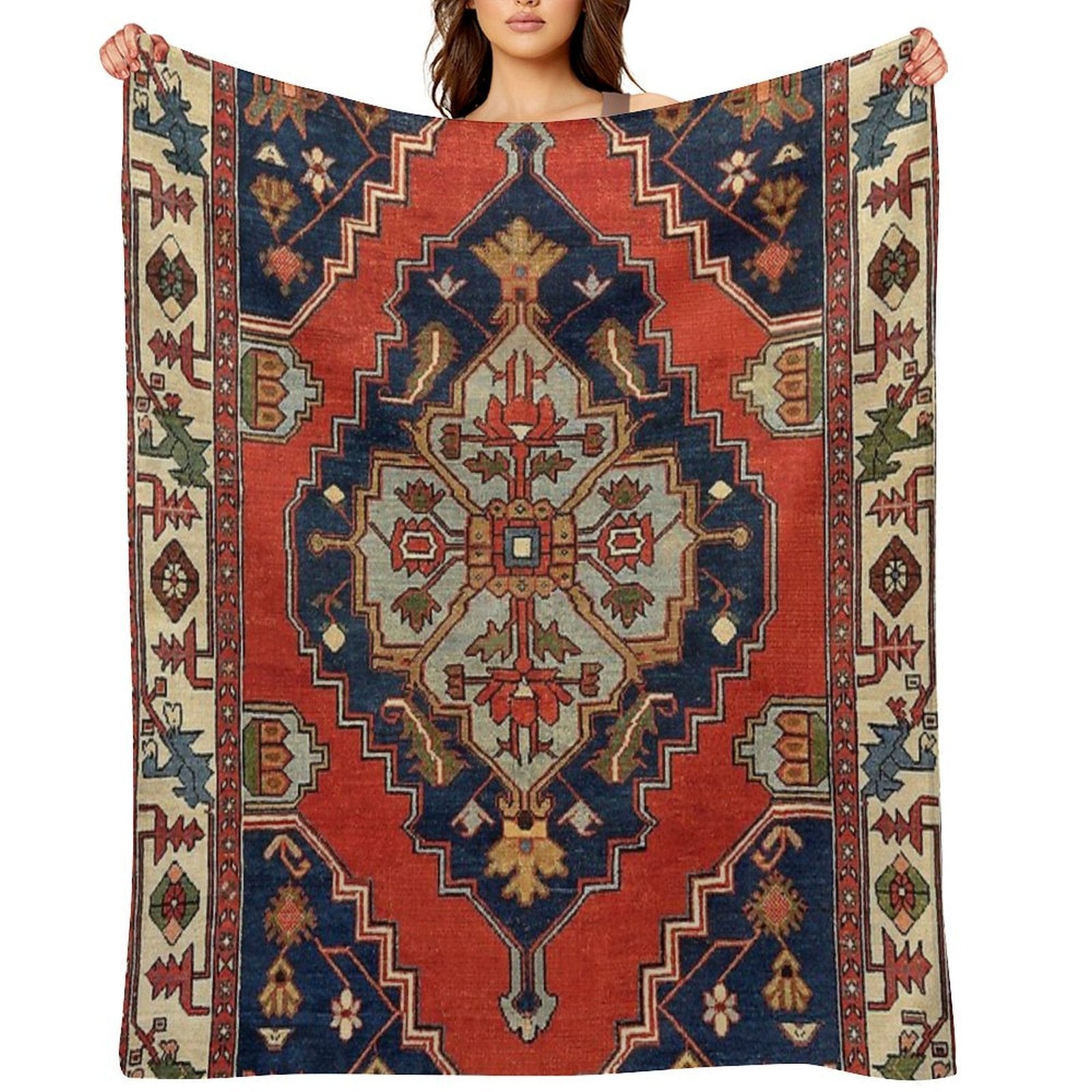 Antique Persian Bakshaish Oriental Carpet Print Shrink-resistant Throw Blanket
