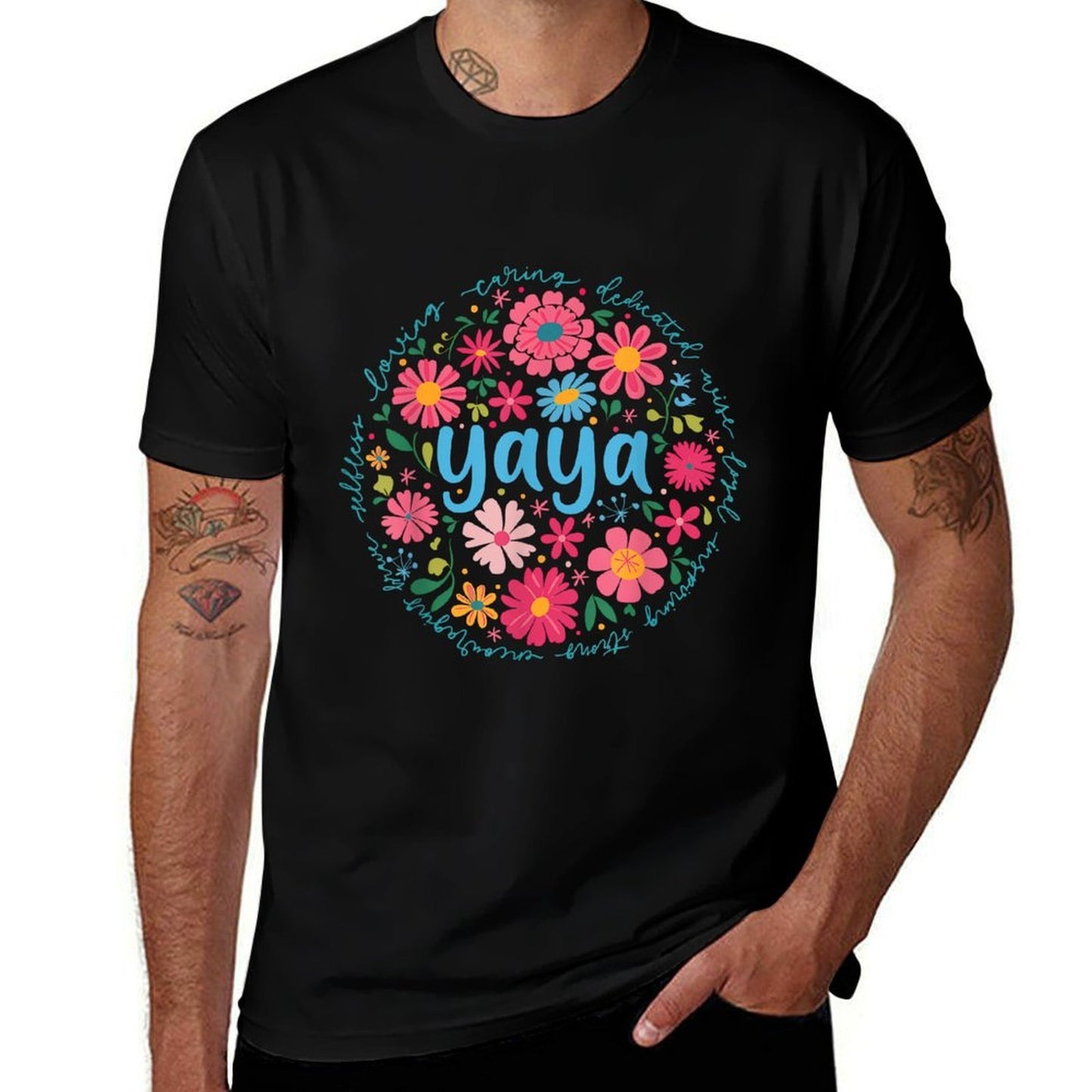 Yaya Mothers Day For Grandma Wildflower Floral Women Tagless Design T-Shirt