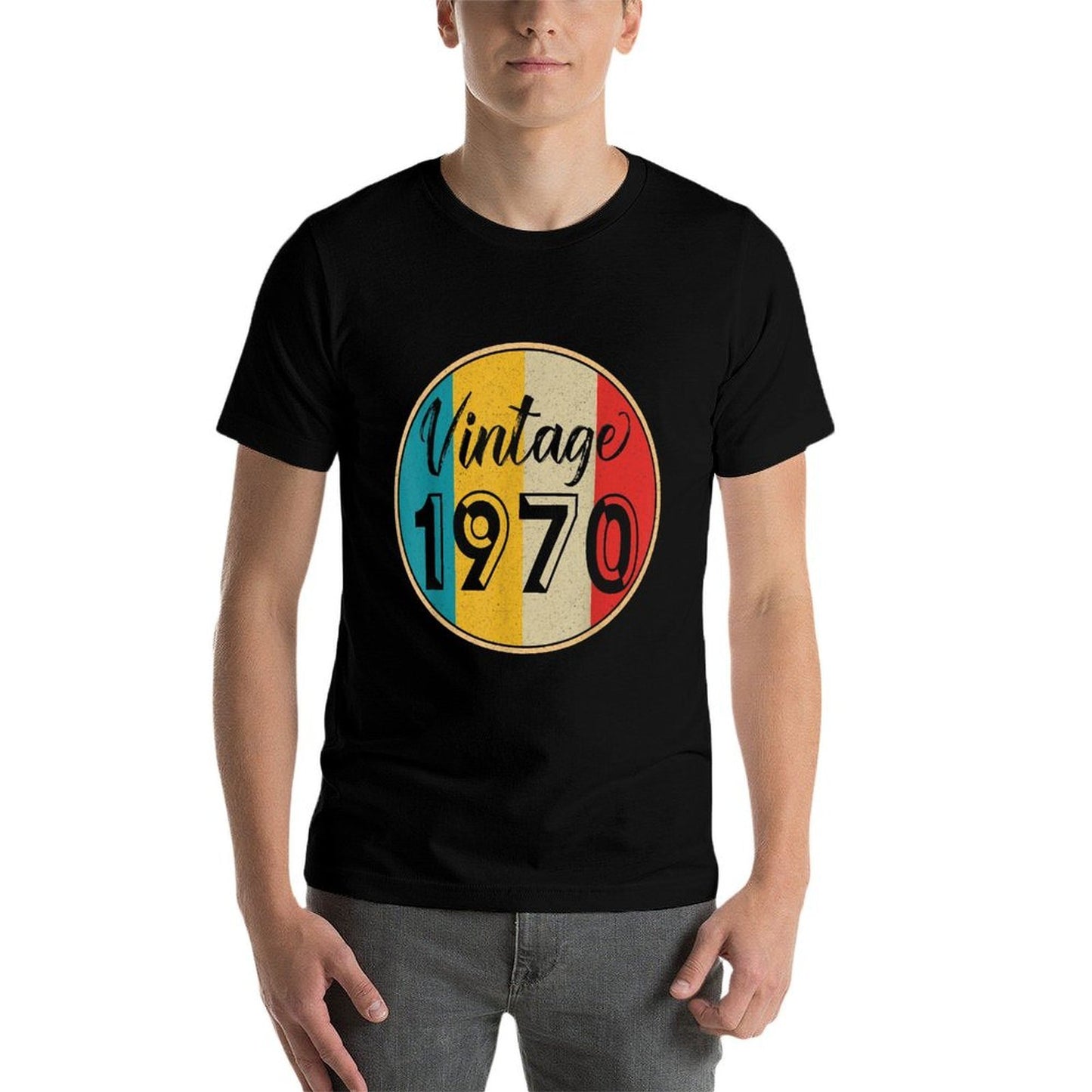 Vintage Retro 1970 Bday 50th Birthday Gift 50 Year Old B Day Heathered Texture T-Shirt