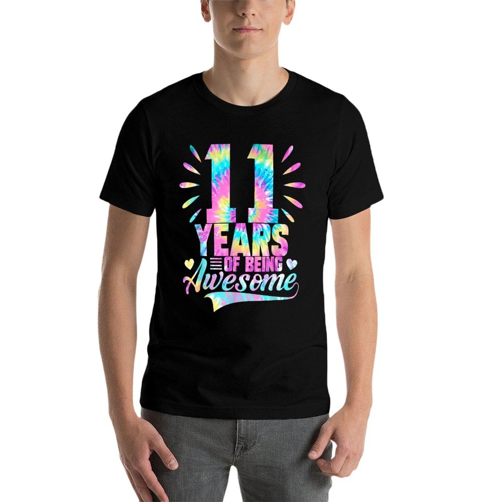 11th Birthday Gift Idea Tie-Dye 11 Year Of Being Awesome  Relaxed-fit T-Shirt