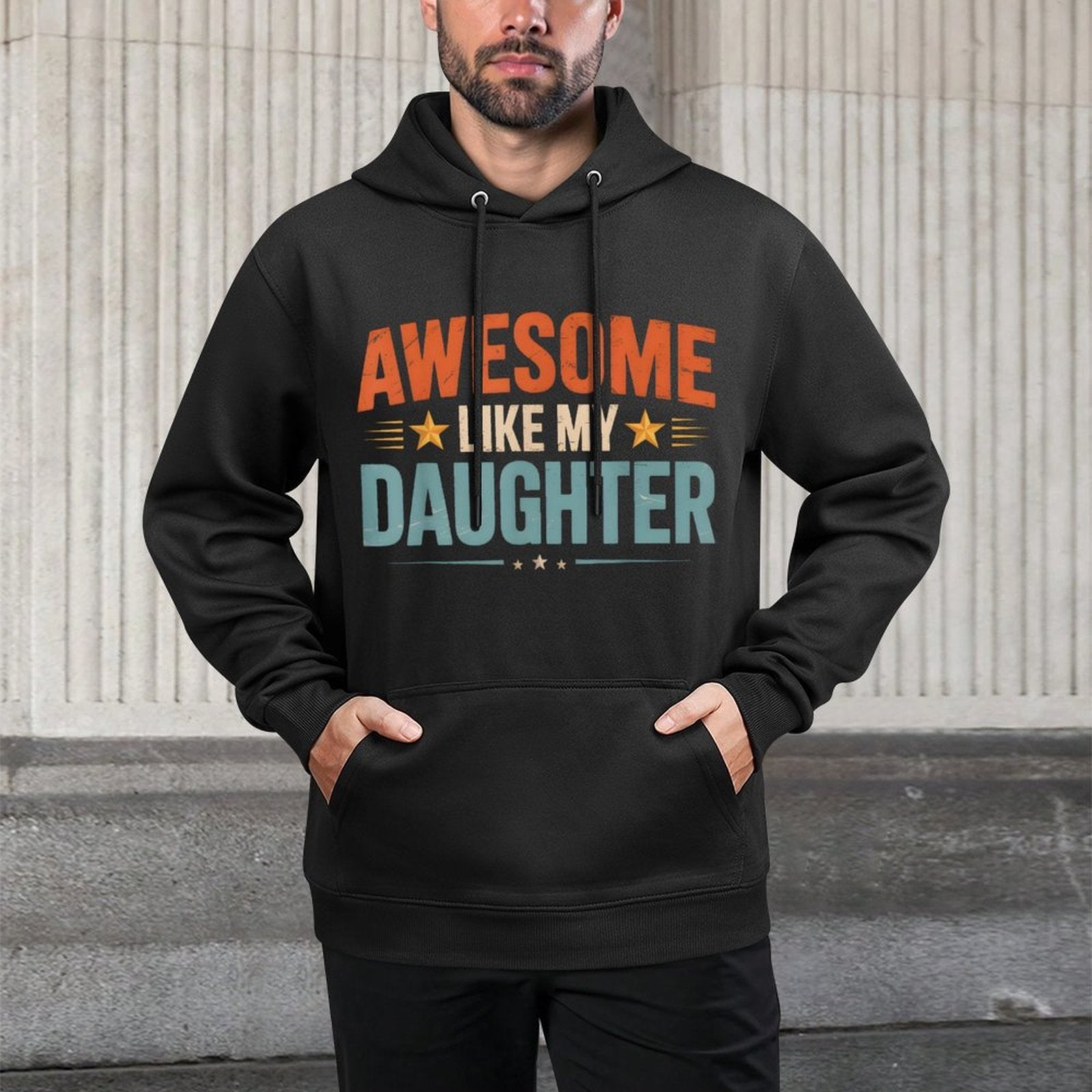Awesome Like My Daughter Vintage Men Funny Fathers Day Dad Colorfast Hoodie